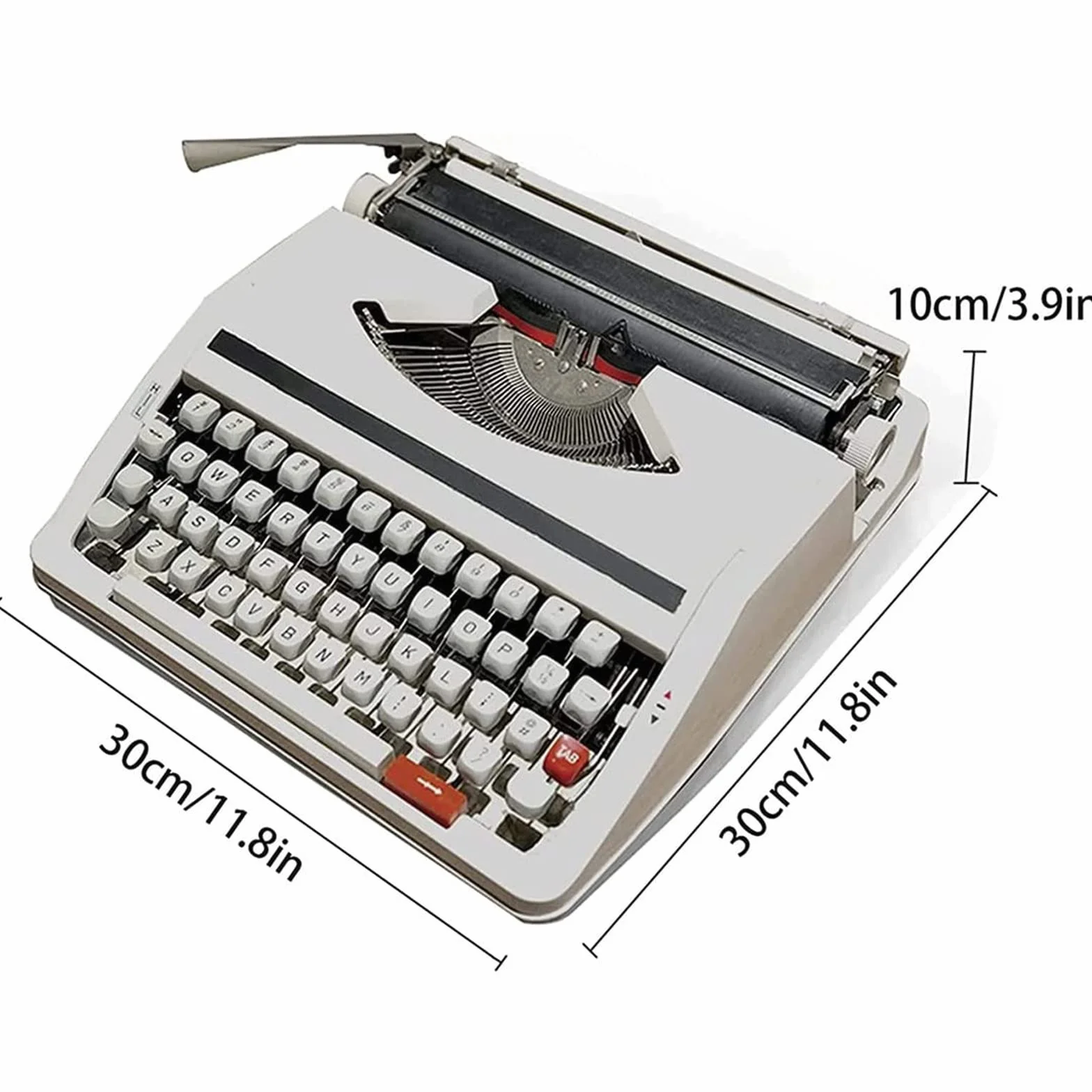 MáQuina De Escribir,PortáTil MáQuina De Escribir Vintage,Retro Inglesa MecáNica Regalo Literario,La ExhibicióN De La ColeccióN Puede Escribir,Instrumento De Escritura 30 * 30 * 10Cm,White