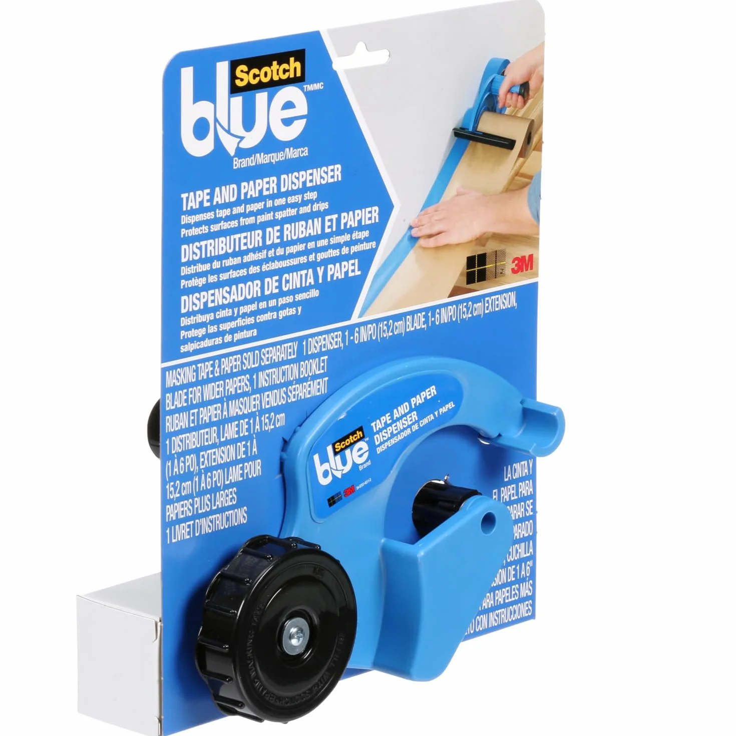 ScotchBlue M1000 Dispensador de Cinta y Papel de Enmascarar - Para usar en ventanas, puertas, bañeras y otras superficies - Protege las superficies de salpicaduras de pintura