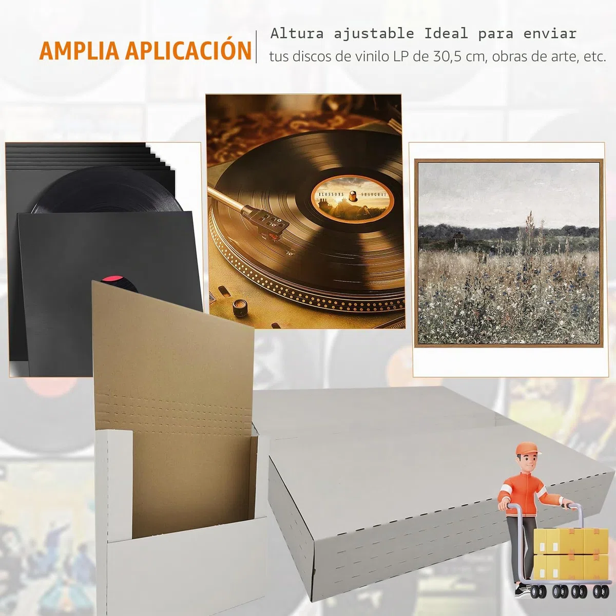 Paquete de 50 cajas de envío de discos de vinilo para álbumes Lp, 32 x 32 x 5 cm, cajas postales de cartón corrugado de altura ajustable, color blanco (EM1212)