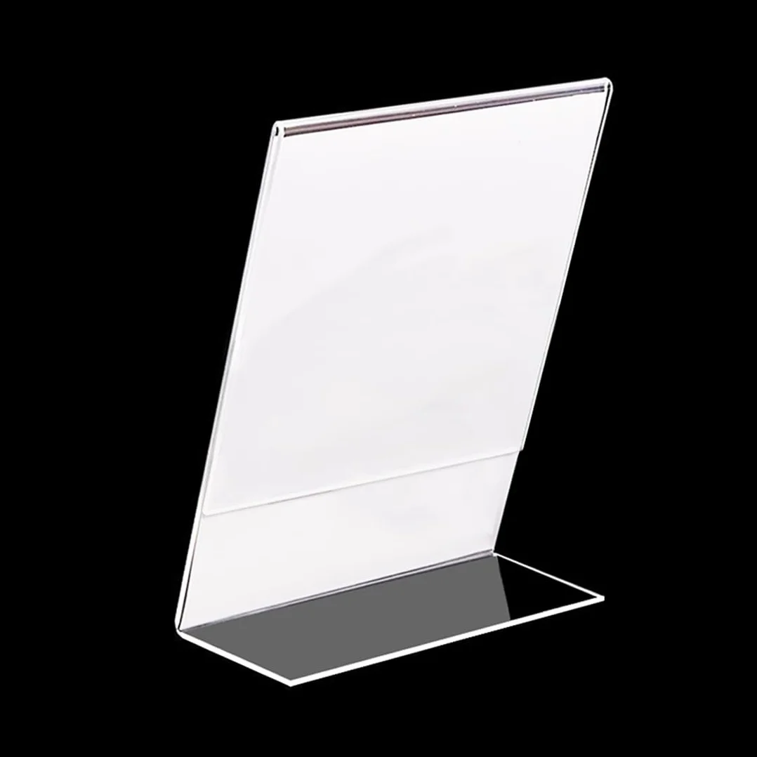 Expositor Metacrilato Transparente A4, Soporte de Escritorio, Porta Precio para Oficinas Comercios (12 Piezas)