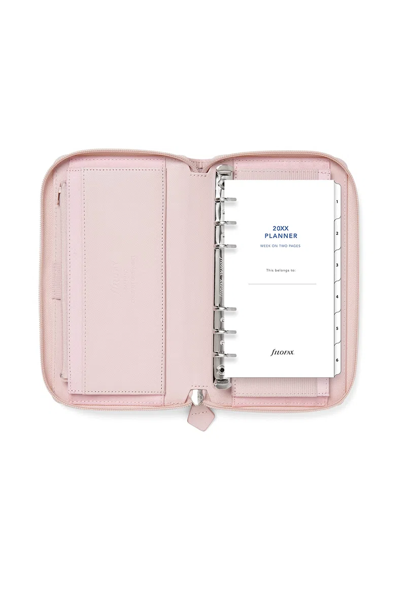 Filofax Saffiano - Organizador personal compacto con cremallera, color rubor