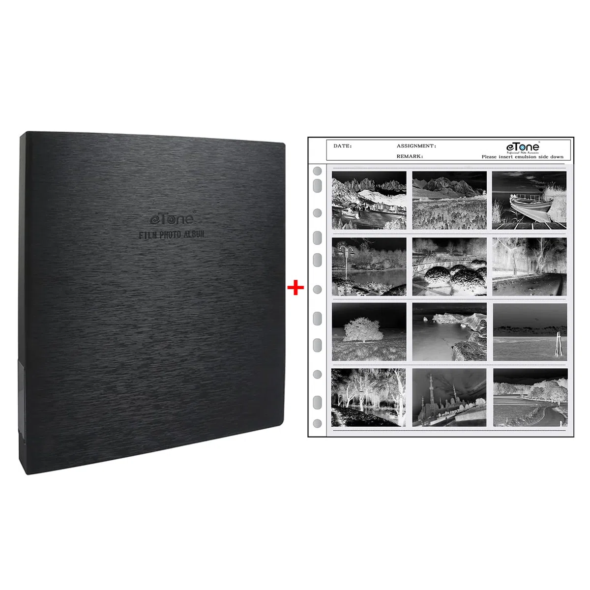 Caja de almacenamiento de archivo libre de ácido película protector de película archivo 3 carpeta con hojas de archivo 120 protección lateral negativa (álbum de películas+50x120)
