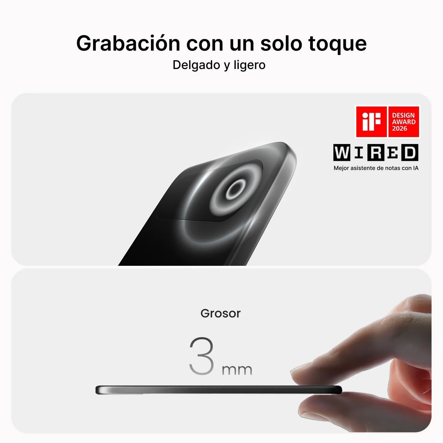 Comulytic Note Pro Grabadora de Voz AI Digital, Transcripción Ilimitada, Control App, 113 Idiomas, Negro