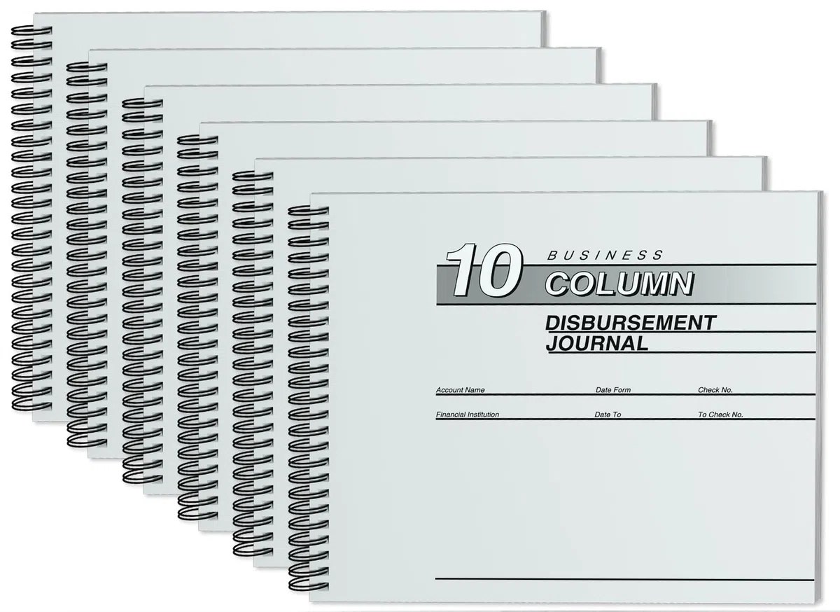 Paquete de 6 diarios de desembolso, libro de contabilidad de 10 x 8.5 pulgadas, libro de contabilidad de gastos con 10 hojas de columna, diario de desembolso de efectivo para contabilidad de negocios