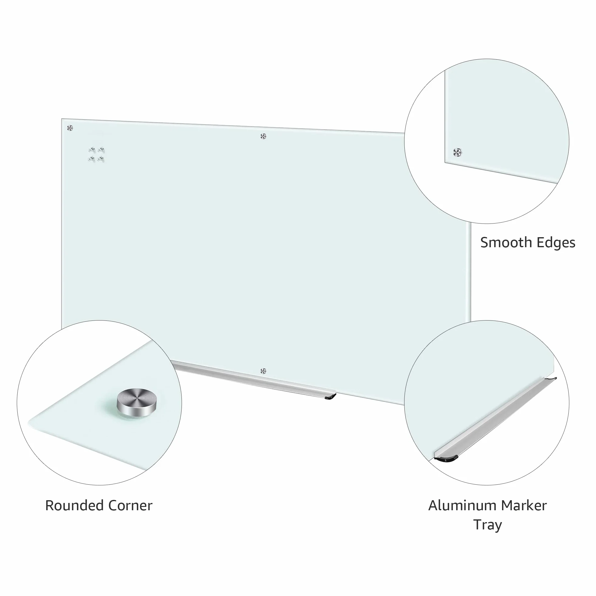 Amazon Basics Pizarra de borrado en seco de vidrio, magnética, 244 x 122 cm, Blanca