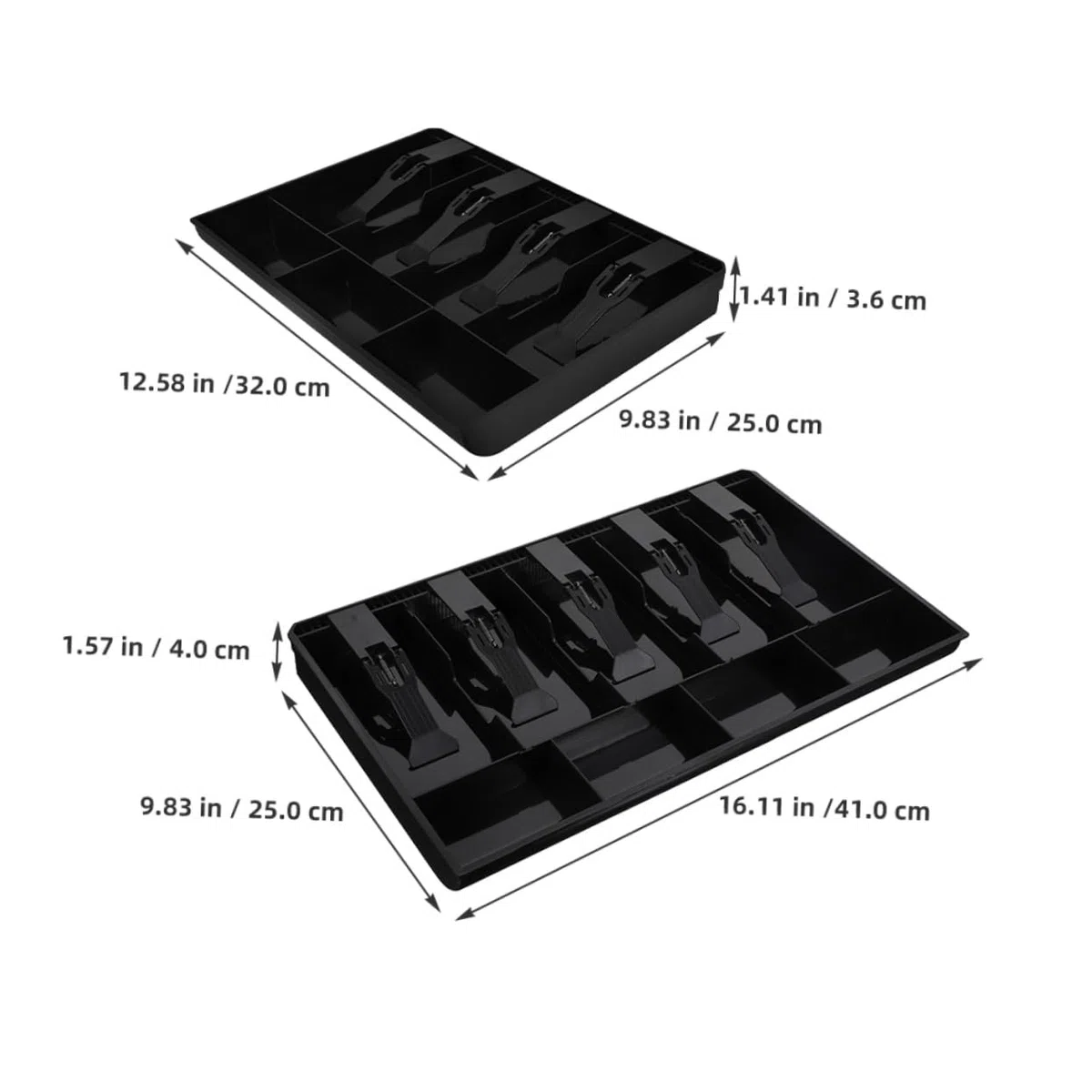DOITOOL 2piezas Caja De Almacenamiento De Escritorio Para Caja Registradora Organizador De Dinero Con Múltiples Compartimentos y Clip Bandeja Para Guardar Billetes y Monedas Supermercados
