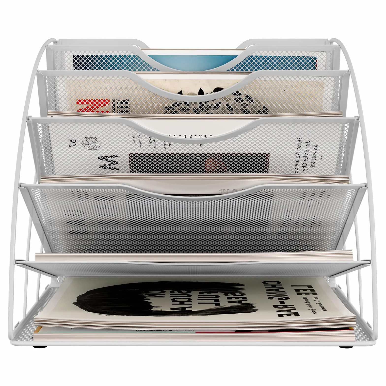 EasyPAG Metal Malla A4 Bandeja Organizador Papeles Escritorio Soporte Documentos, Blanco