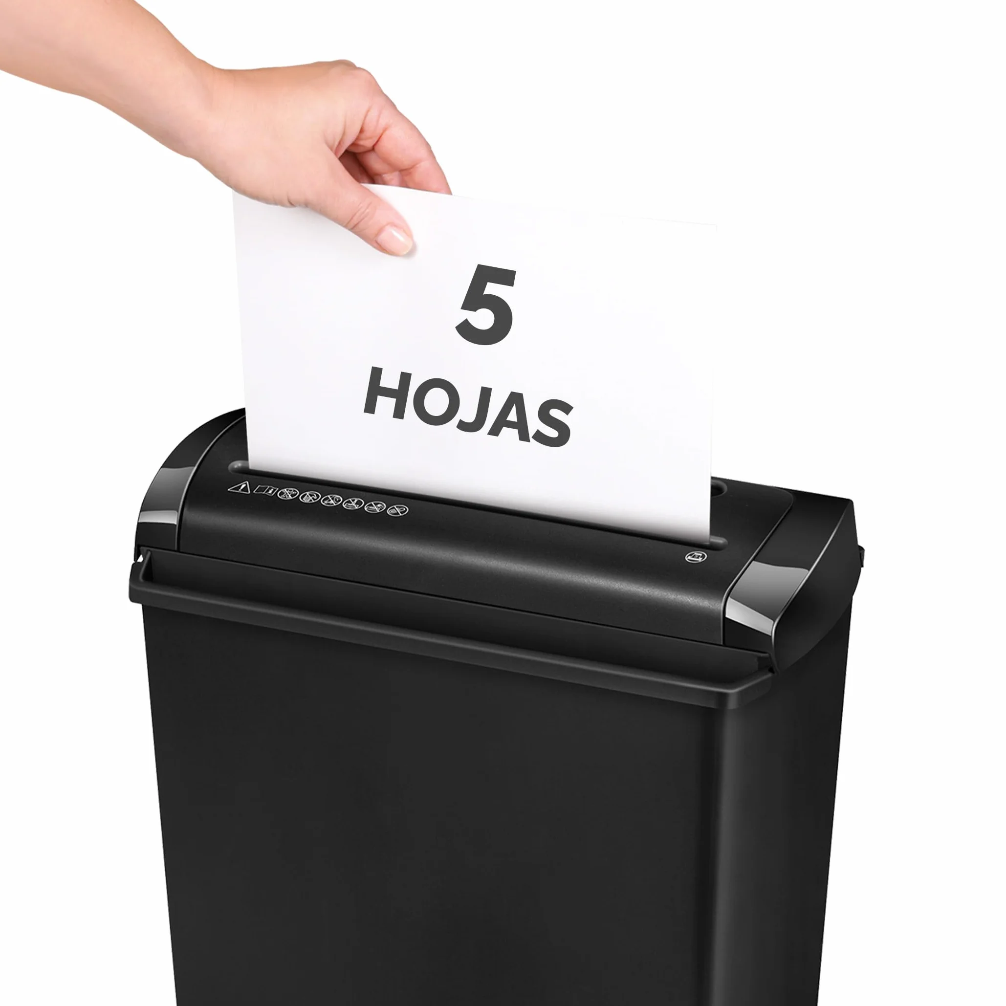 Fellowes P-25S Trituradora de Papel Corte en Tiras, 5 Hojas, 11L, DIN-P1, Negro