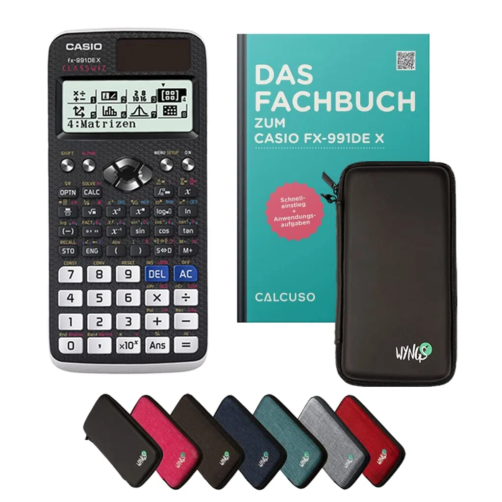 Casio fx-991DE X Incl. Funda Protectora Negro y Libro especializado (128 páginas, DIN A5) – Calculadora científica – Smart Set (Alemán)