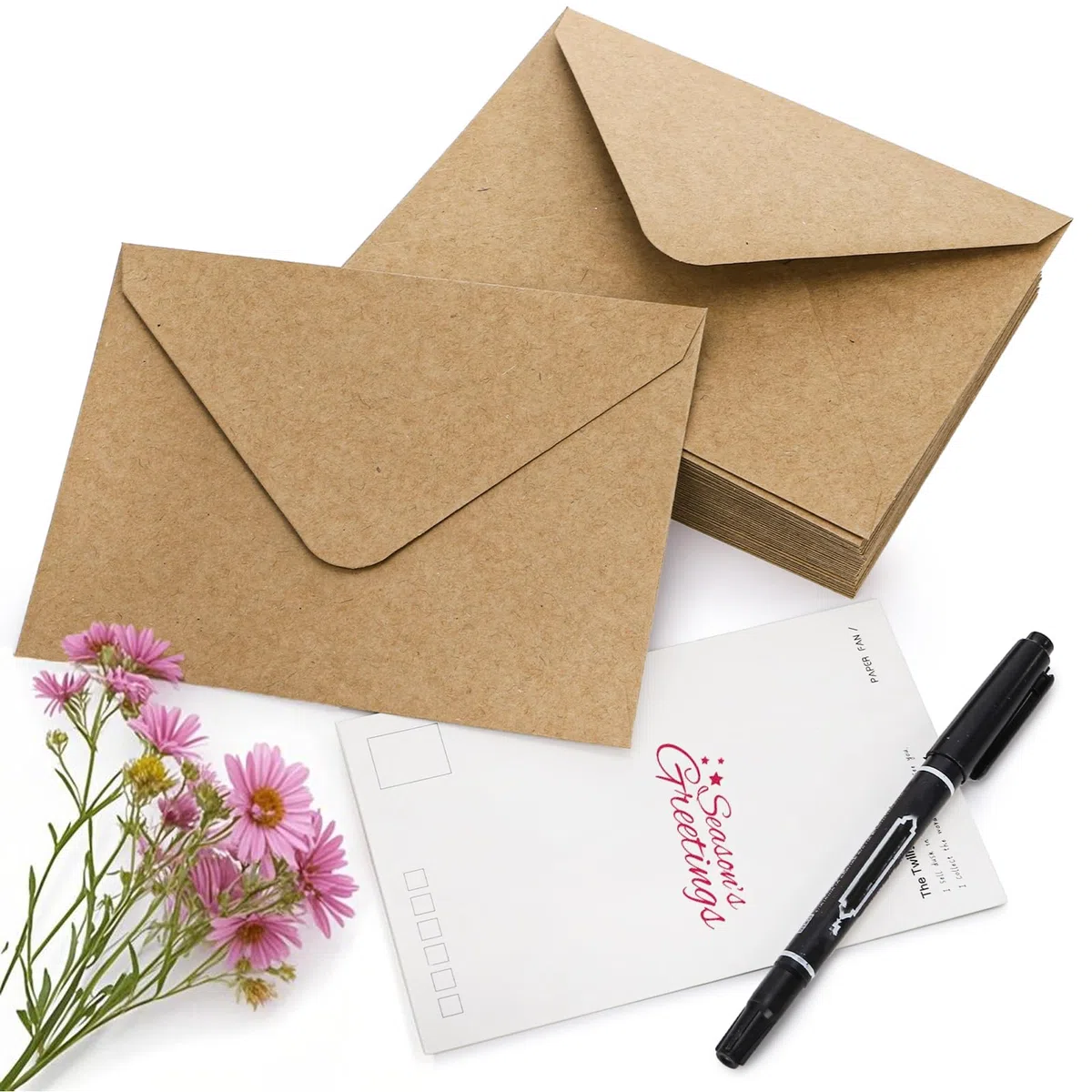 Nicunom Paquete de 150 sobres de papel kraft, sobres marrones de 4 x 6 pulgadas, sobres de papel kraft autoadhesivos, sobres de invitación, sobres de tarjetas, sobres de postal