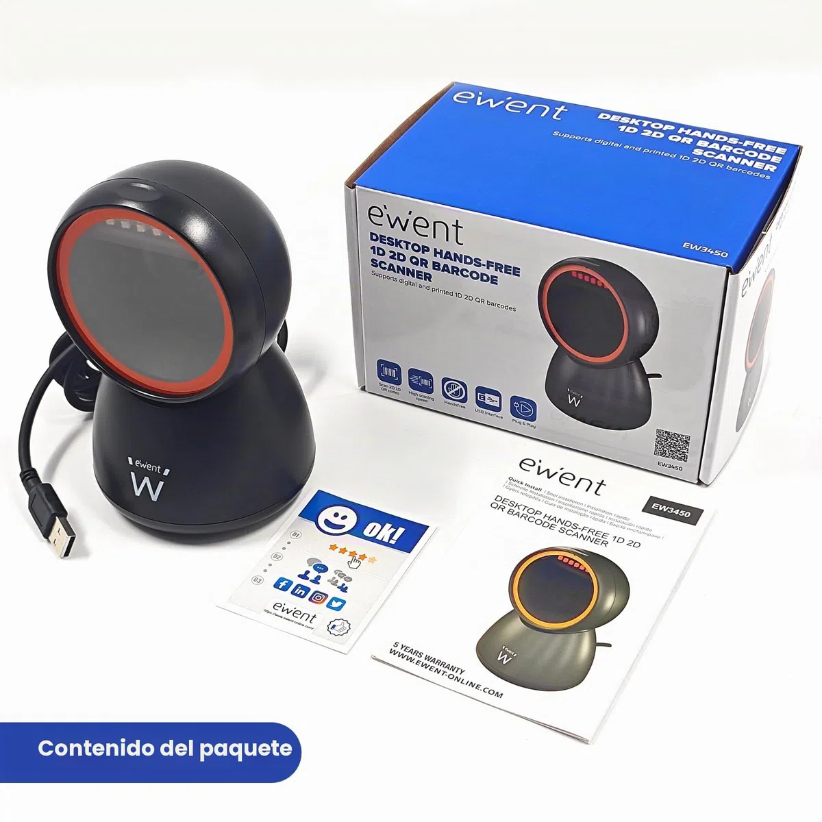 Ewent Lector código Barras ew3450