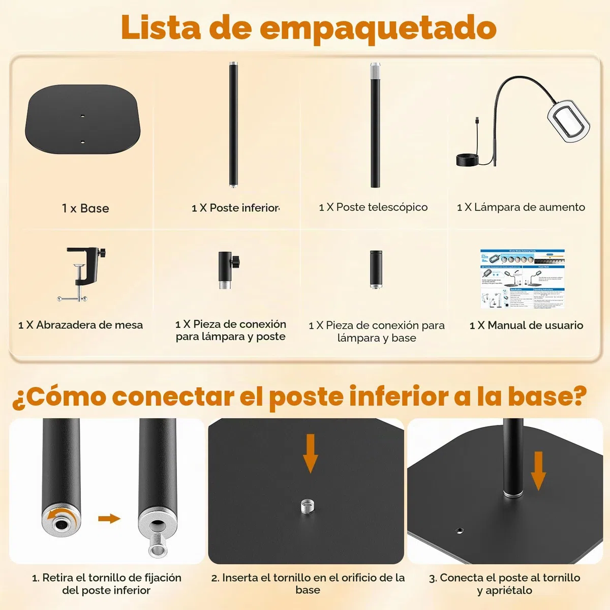 10X Lupa con Luz y Soporte, 3 en 1 Lámpara de Aumento de Piso con 60 LED de Brillo Ajustable, 5 Modos de Color, Lupa Iluminada para Trabajos de Cerca, Costura, Manualidades, Pasatiempos