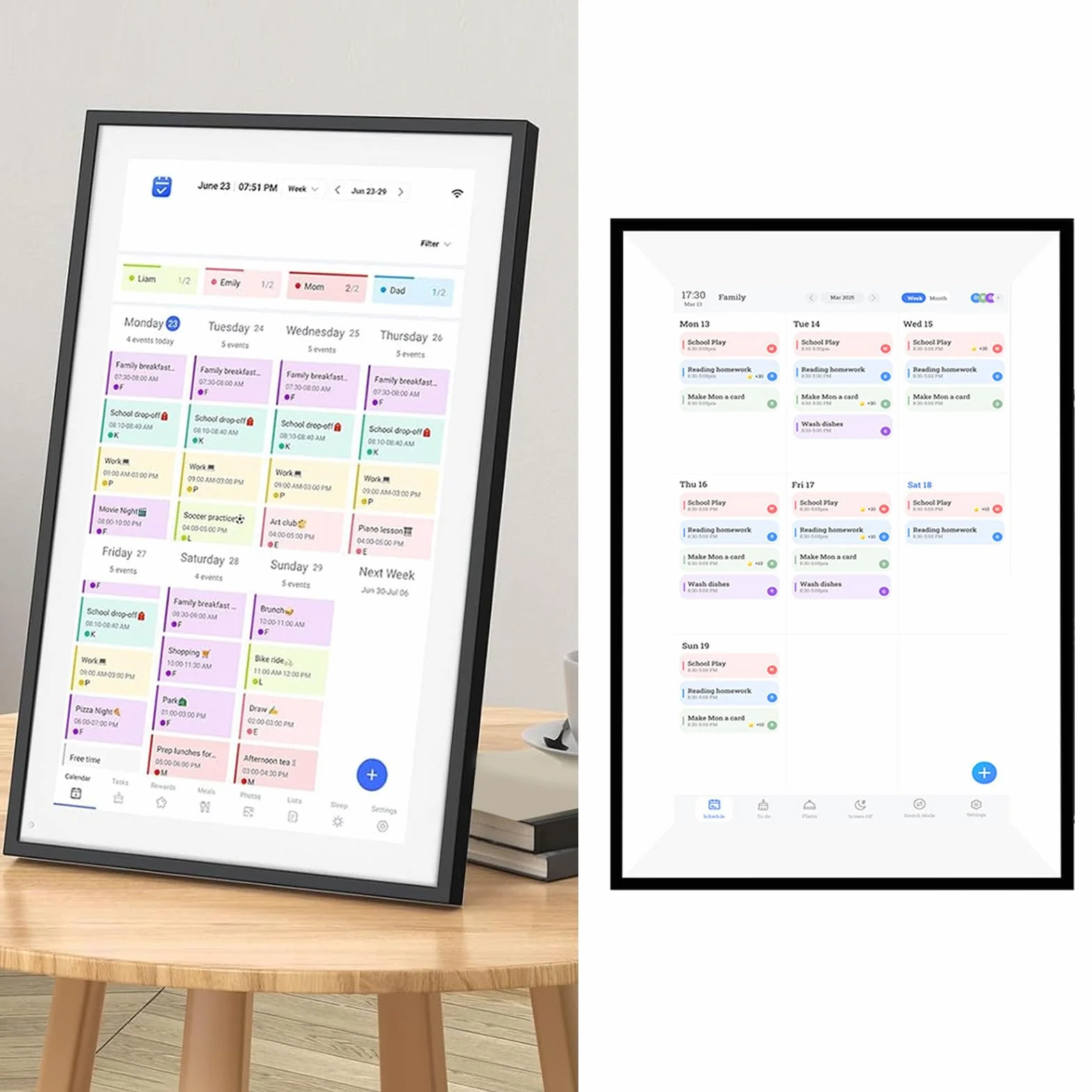 CCYLEZ 10.1 Pulgadas Gran Calendario Digital Inteligente, Calendario de Pantalla Táctil HD Planificador de Familia Family Planner, Wifi Planner Family Organizer con Plan de Comidas de