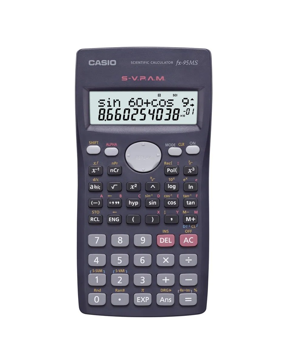 Fun Casio FX de 95ms Calculadora Científica de 2 Líneas Natural Pantalla Textbook 244tion Black Color