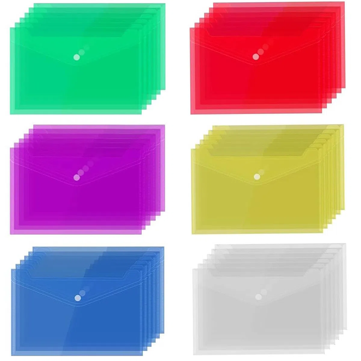 36 Piezas Bolsillos Para Documentos, Carpeta para Documentos Plástico, Bolsillos Para Documentos Transparentes, Carpeta Colorida, para Escuela, Oficina, Hogar y Viajes (A4)
