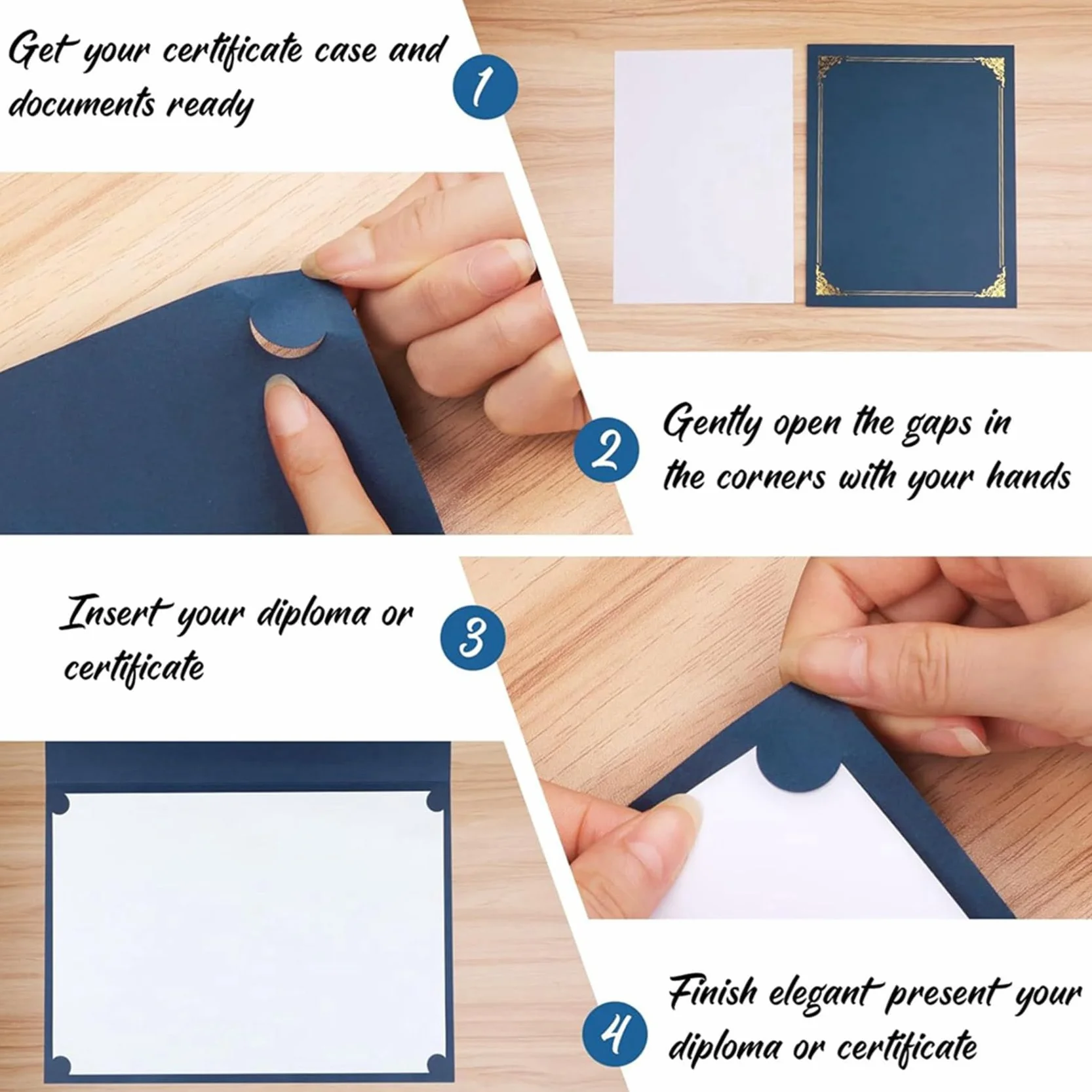 SAROAD Fundas para certificados, 30 paquetes de fundas de diploma, con borde dorado para cartas de tamaño 8,5 x 11