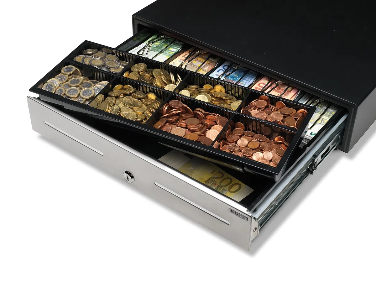 Safescan 4646T Gaveta ajustable para organizar el cajón portamonedas - Gaveta caja dinero con 5 apartados para billetes y 8 para monedas - Compatible con el cajón portamonedas Safescan HD-4646S