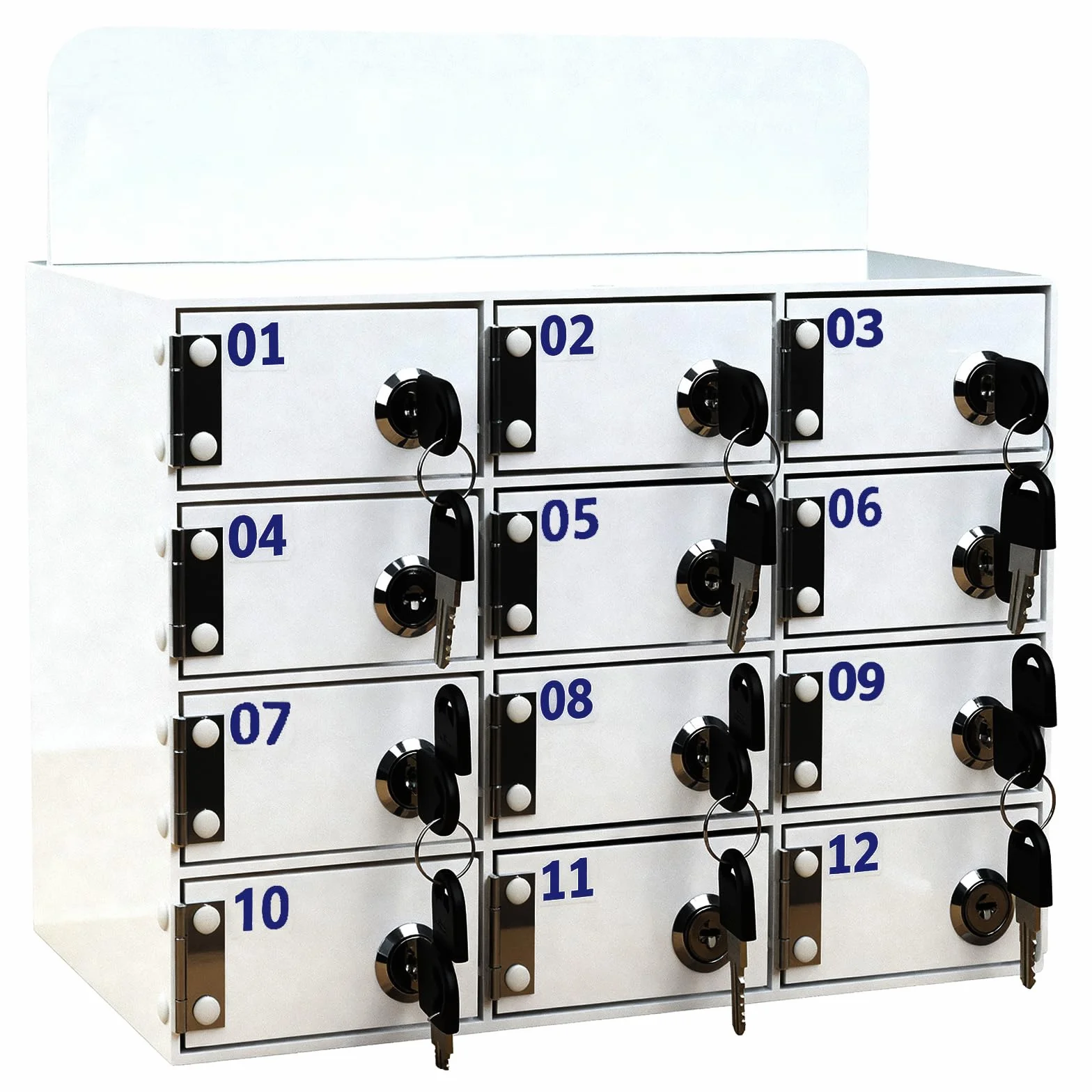 Taquilla para Guardar Móviles, 12 Compartimentos Acrílico Caja Almacenamiento Personal, Caja Móviles con Cerradura Llave, Armario de Pared con Ranura Tarjetas, para Aulas y la Fábrica