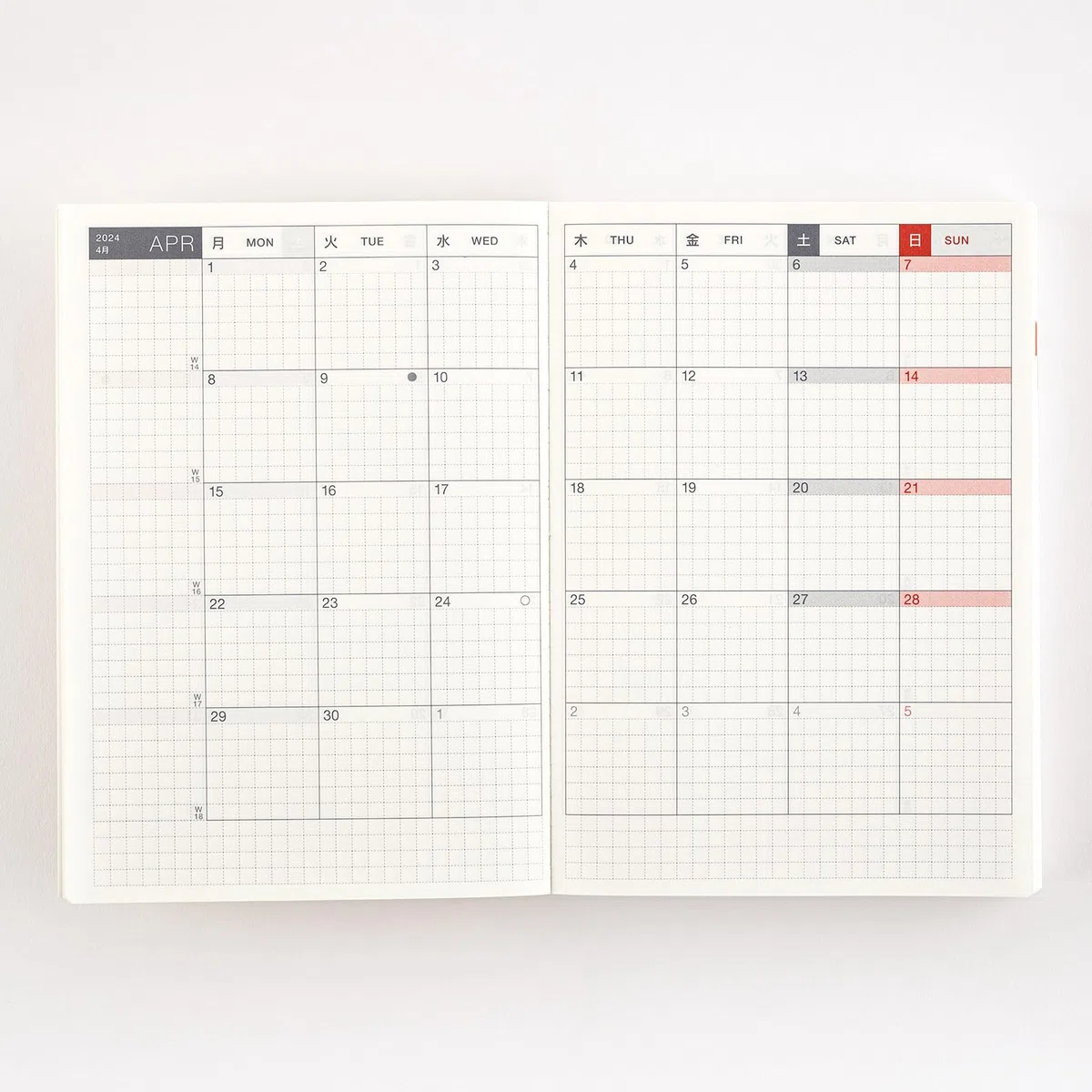 Hobonichi Techo Original Book [Inglés/A6/Enero 2024 Inicio/Inicio Lunes]