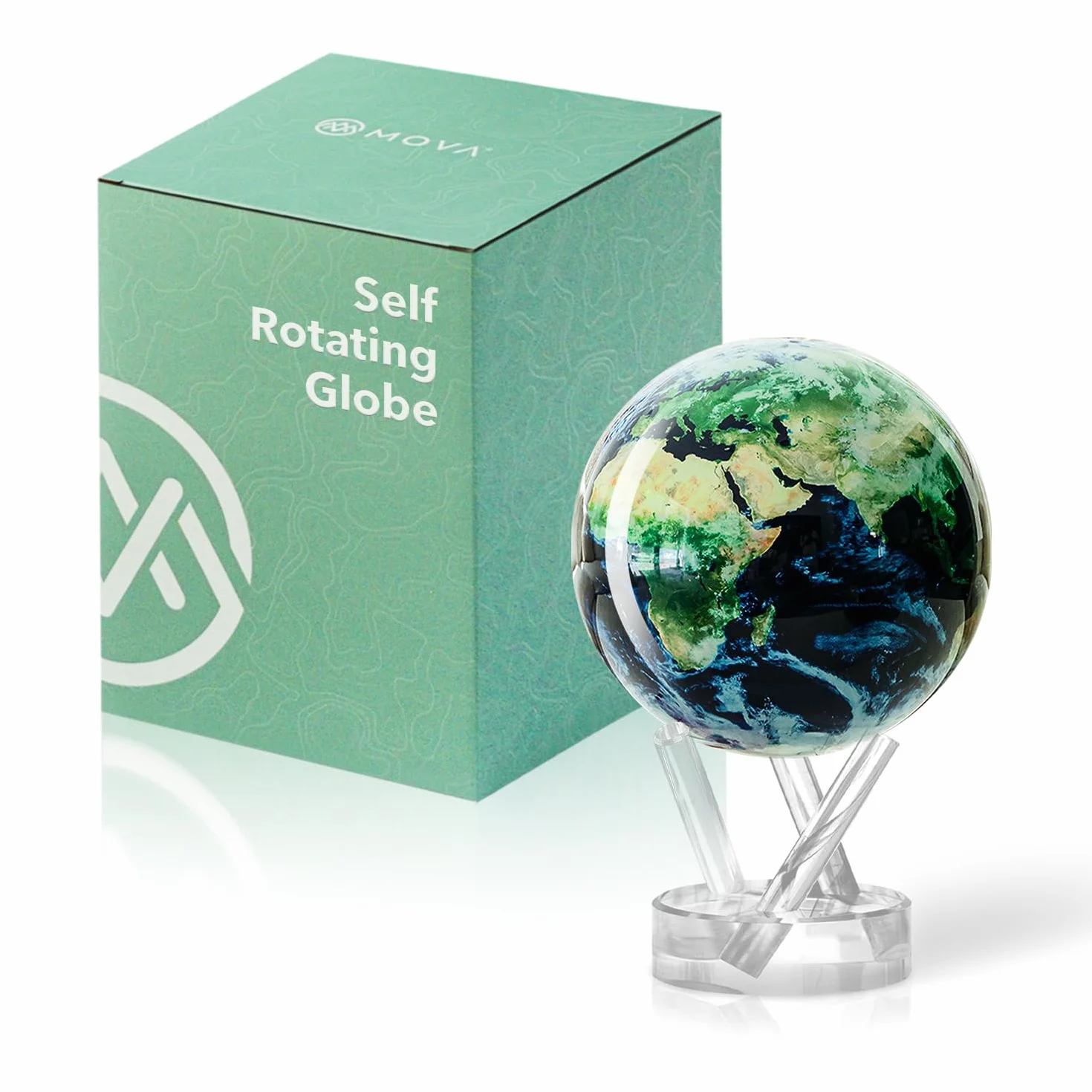 MOVA Globe - Tierra con nubes Clásico (4,5") | Globo autorrotativo alimentado por luz | Movimiento silencioso, sin pilas ni cables | Decoración de escritorio única o regalo para amantes del espacio