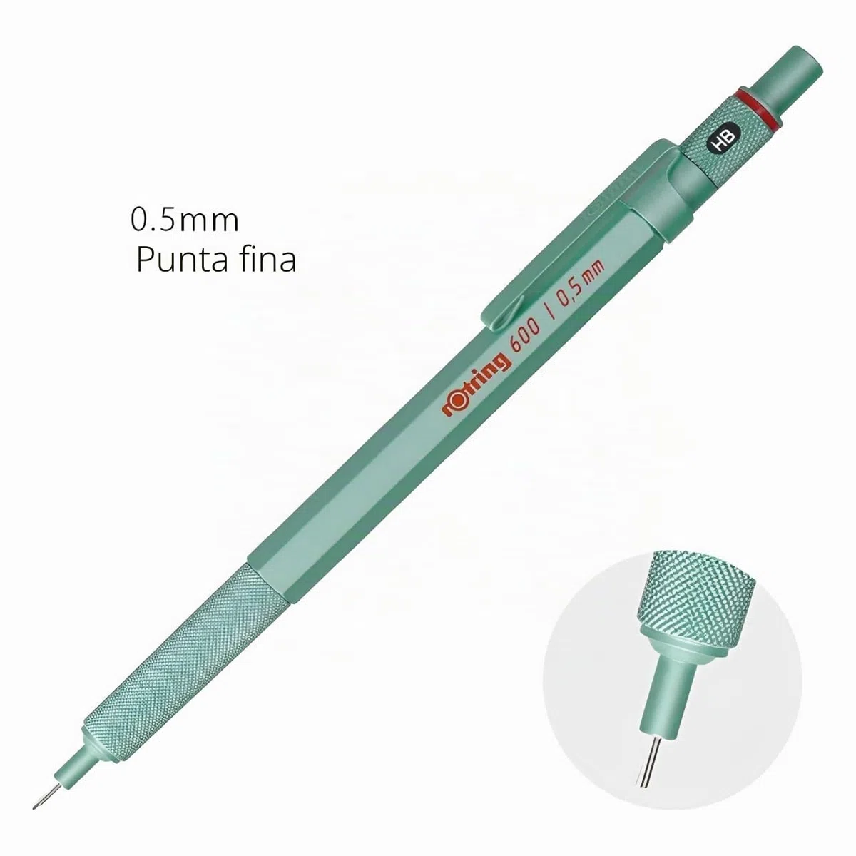 Rotring 600 - Portaminas 2159704, edición limitada, color menta, 0,5 mm, cuerpo de metal completo, portaminas