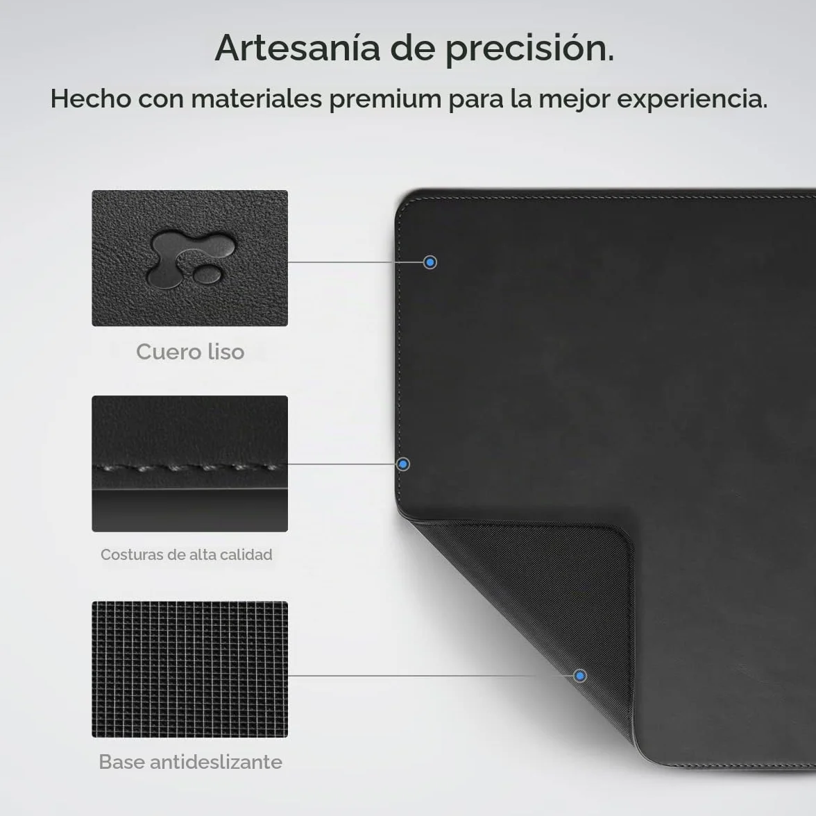Spigen Alfombrilla de Escritorio Velo Vegan PU Cuero con Soporte Magnético para Cables y Base de Goma Antideslizante - Negro