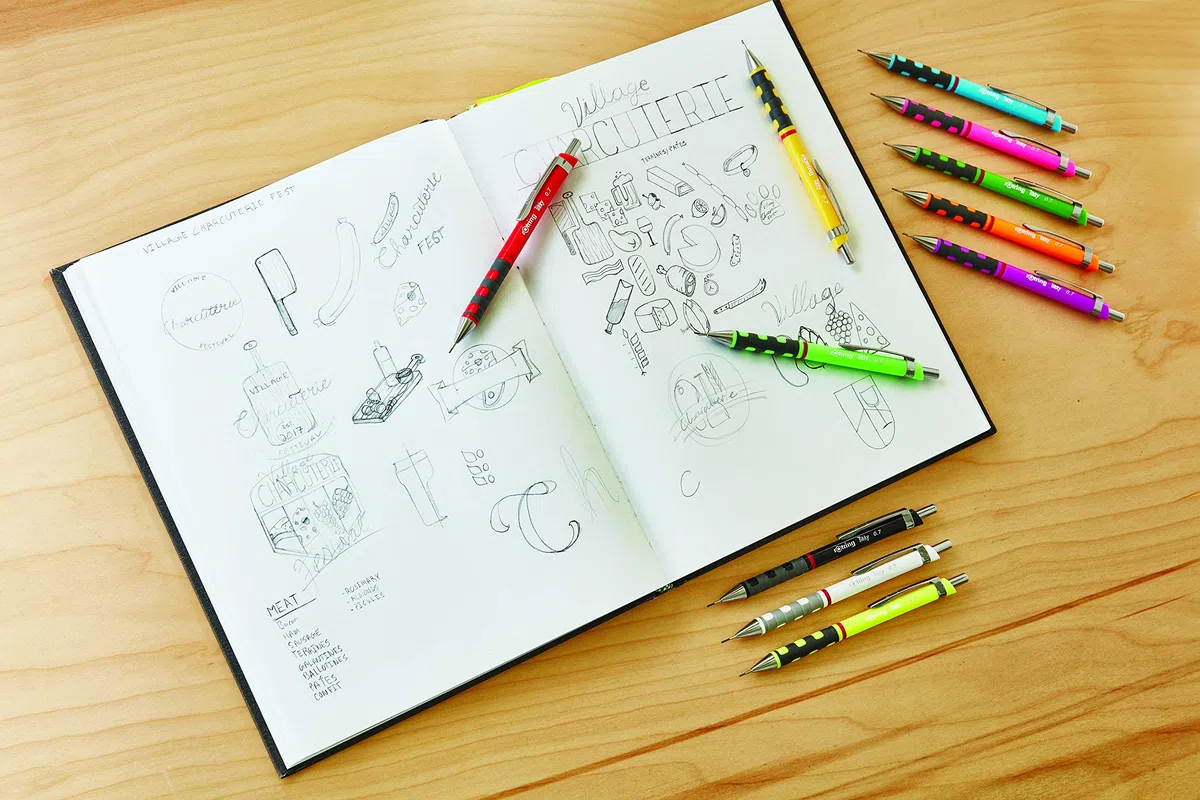 rOtring Tikky Lápices mecánicos con código de colores | 0,7 mm | Cuerpo negro | 12 unidades