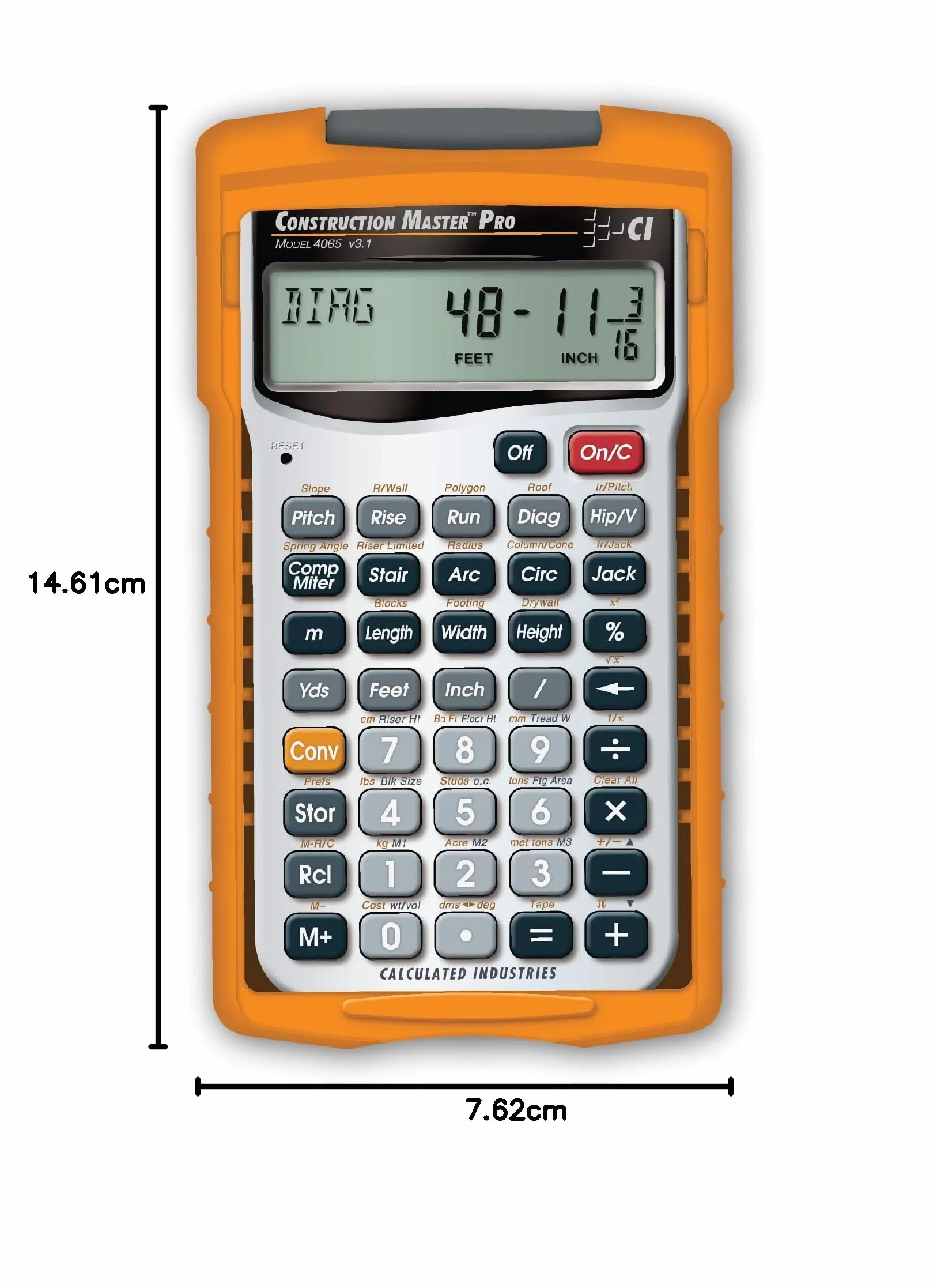 Calculated Industries 4065 Construction Master Pro 4065 - Herramienta de mano | Matemáticas de construcción avanzadas, fracciones de pies, para contratistas, estimadores, constructores