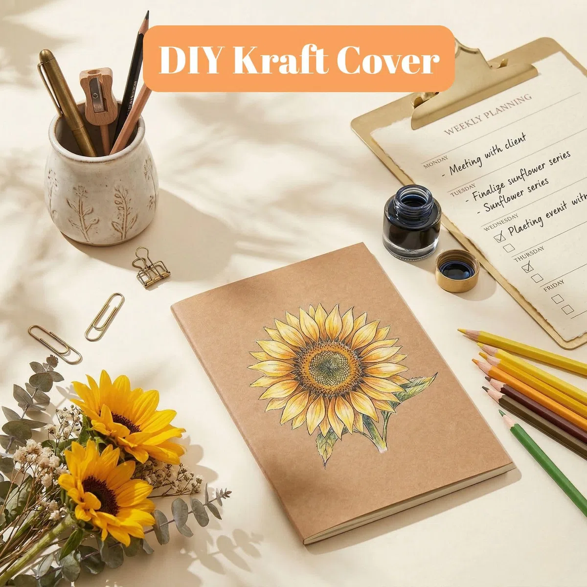 Cuadernos A5 en Blanco Pack de 100, Libretas de Notas 60 Páginas Bloc de Notas Couverture Kraft para Oficina, Escuela, Seminarios & Creativos