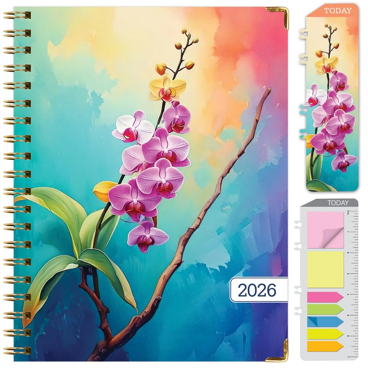 Agenda 2026 de tapa dura, 8.5 x 11 pulgadas: 14 meses (noviembre de 2025 a diciembre de 2026), agenda diaria, semanal, mensual, agenda anual, marcapáginas, carpeta de bolsillo y juego de notas