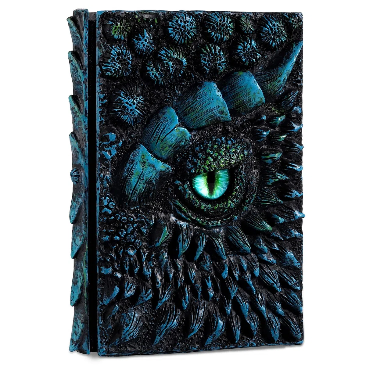 molshine Cuaderno de diario con relieve de dragón 3D A5 (7,3" x 5,1"), cuaderno grabado en resina, 100 hojas, cuaderno de viaje de tapa dura, cuaderno de bocetos, decoración de regalo (azul)