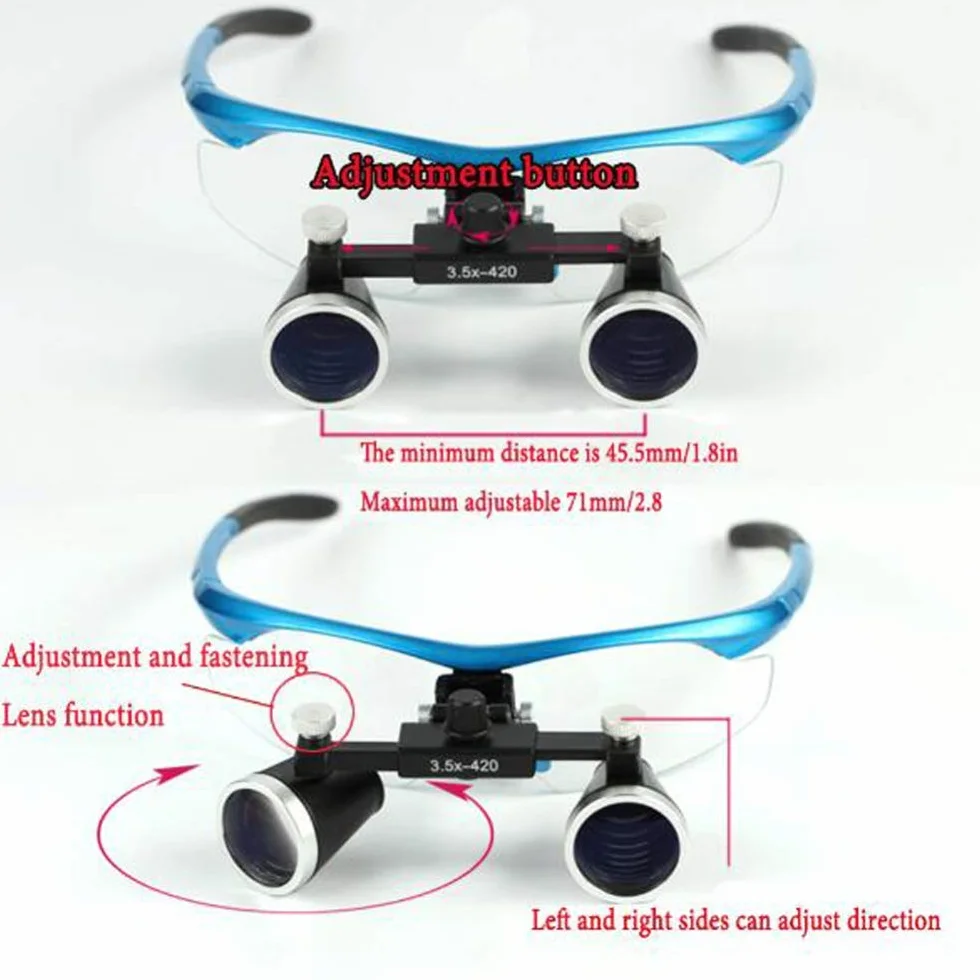 Lupa, laboratorio binocular ojo binocular lupa vidrio 3.5x amplificación con faro LED con conveniente llevar casepurple