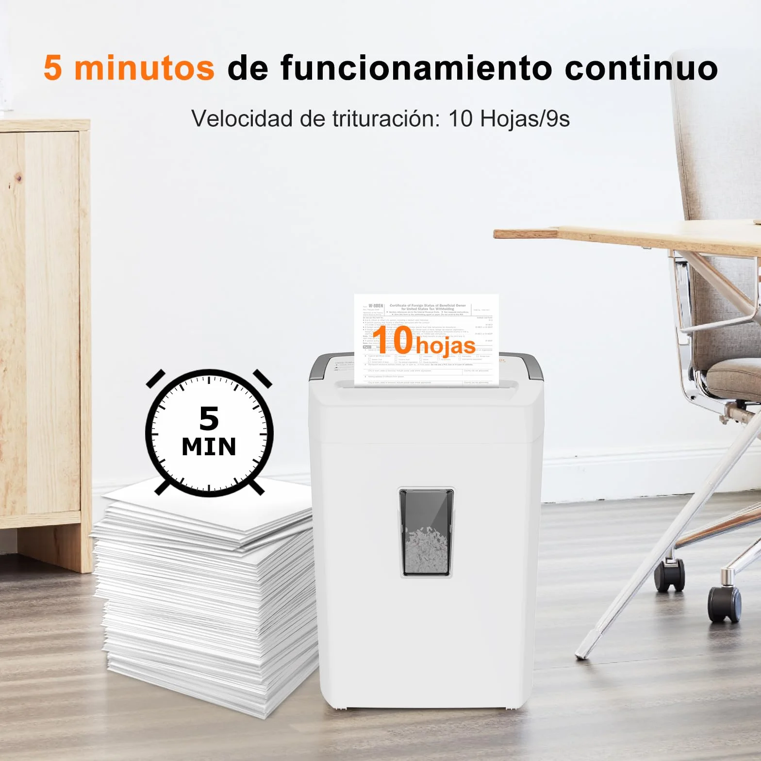 Bonsaii Destructora de Papel Microcortada de 10 Hojas, Nivel de Seguridad P4, con Depósito de 21 litros, Sistema Antiatascos y Protección contra Sobrecalentamiento, Ideal para Oficina/Hogar, C275-B