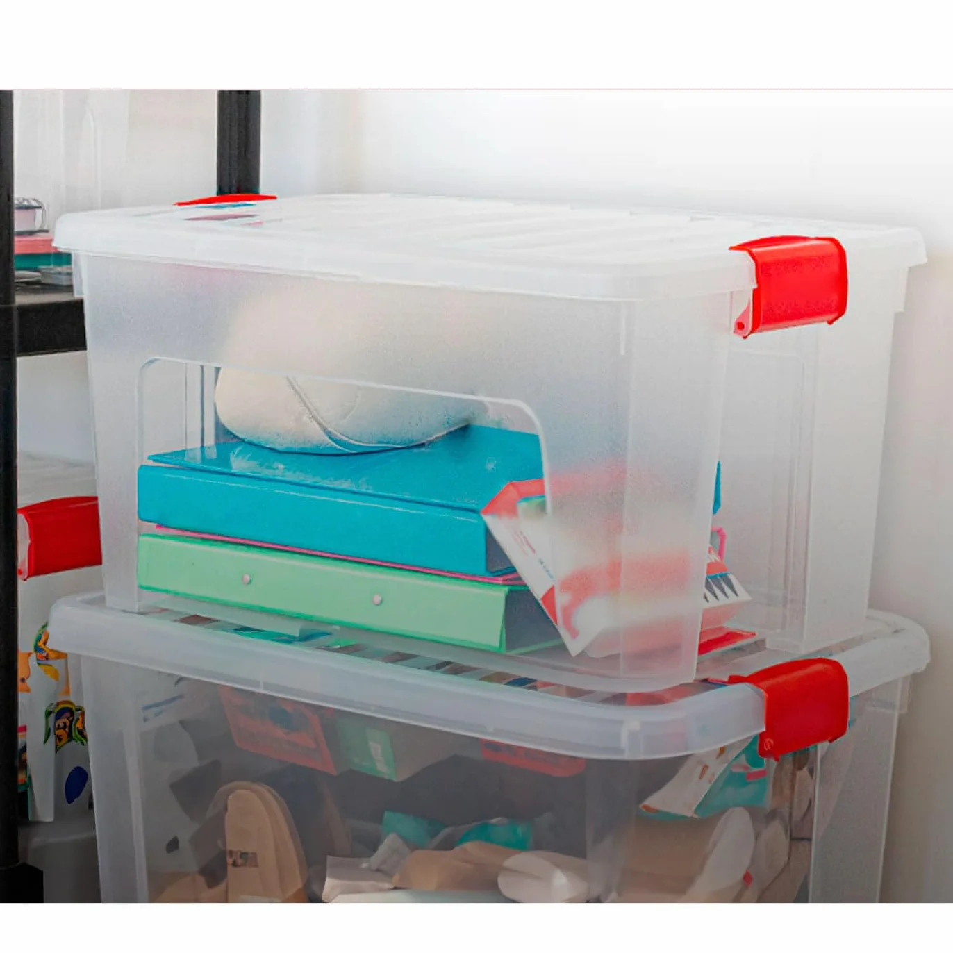 Acan Tradineur - Pack de 6 Cajas de almacenamiento KLIP K2 - Fabricado en plástico - Contenedor para almacenar Libros, ropa, mantas - 34,5 x 43,5 x 25 cm - 25 Litros