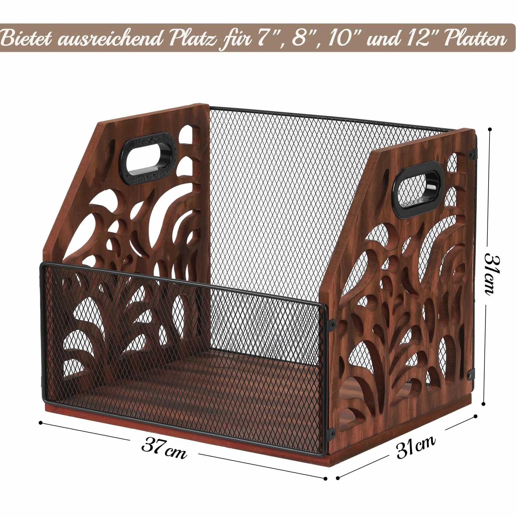 Soporte para discos de vinilo, estilo vintage, de madera, soporte para discos de vinilo para 70 LP, también para álbumes, revistas, libros, archivos, periódicos