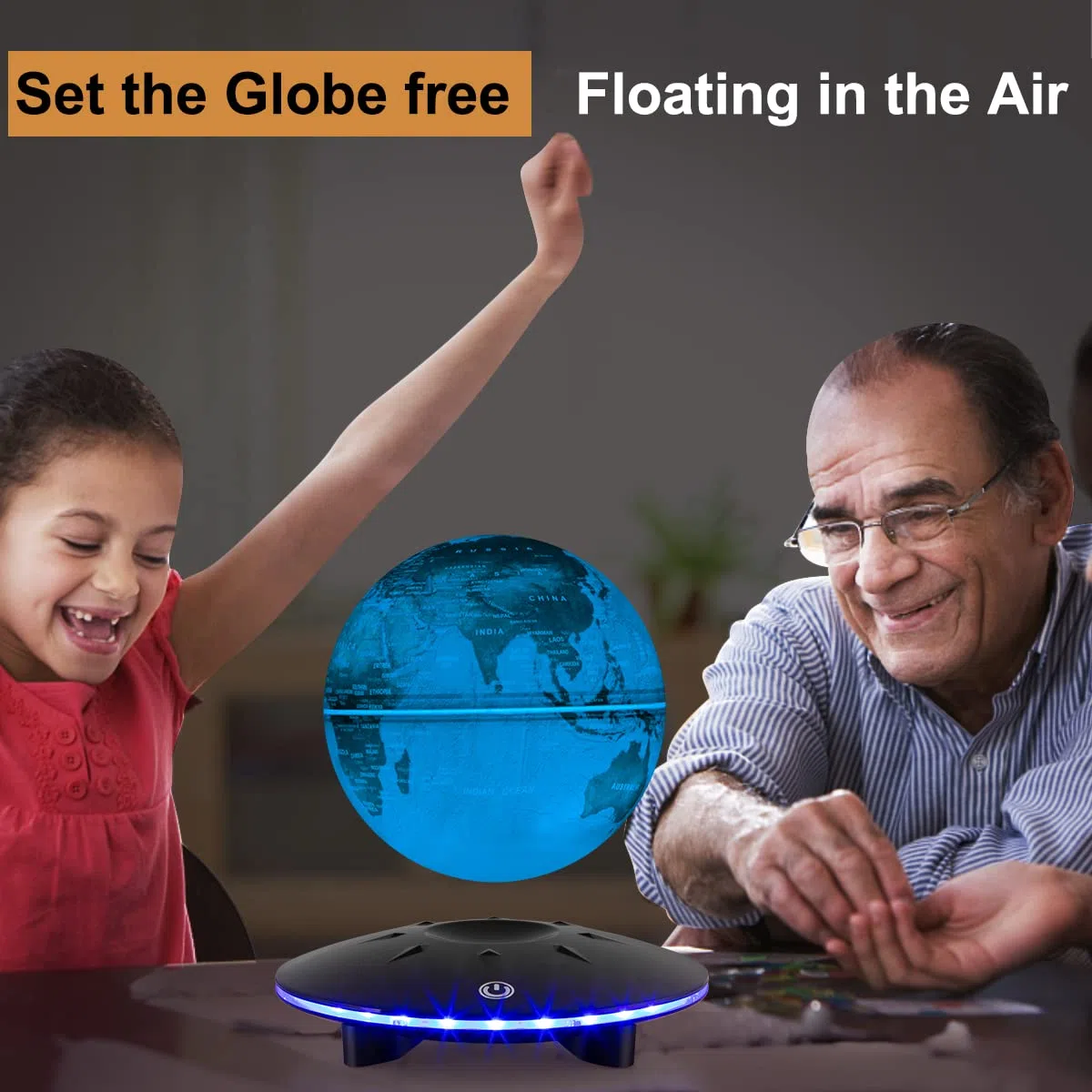 Globo de levitación Bolas de levitación magnética Rotación automática Cambio multicolor LED Mapa del mundo flotante para habitación Escritorio de oficina Luces nocturnas Regalo educativo para niños