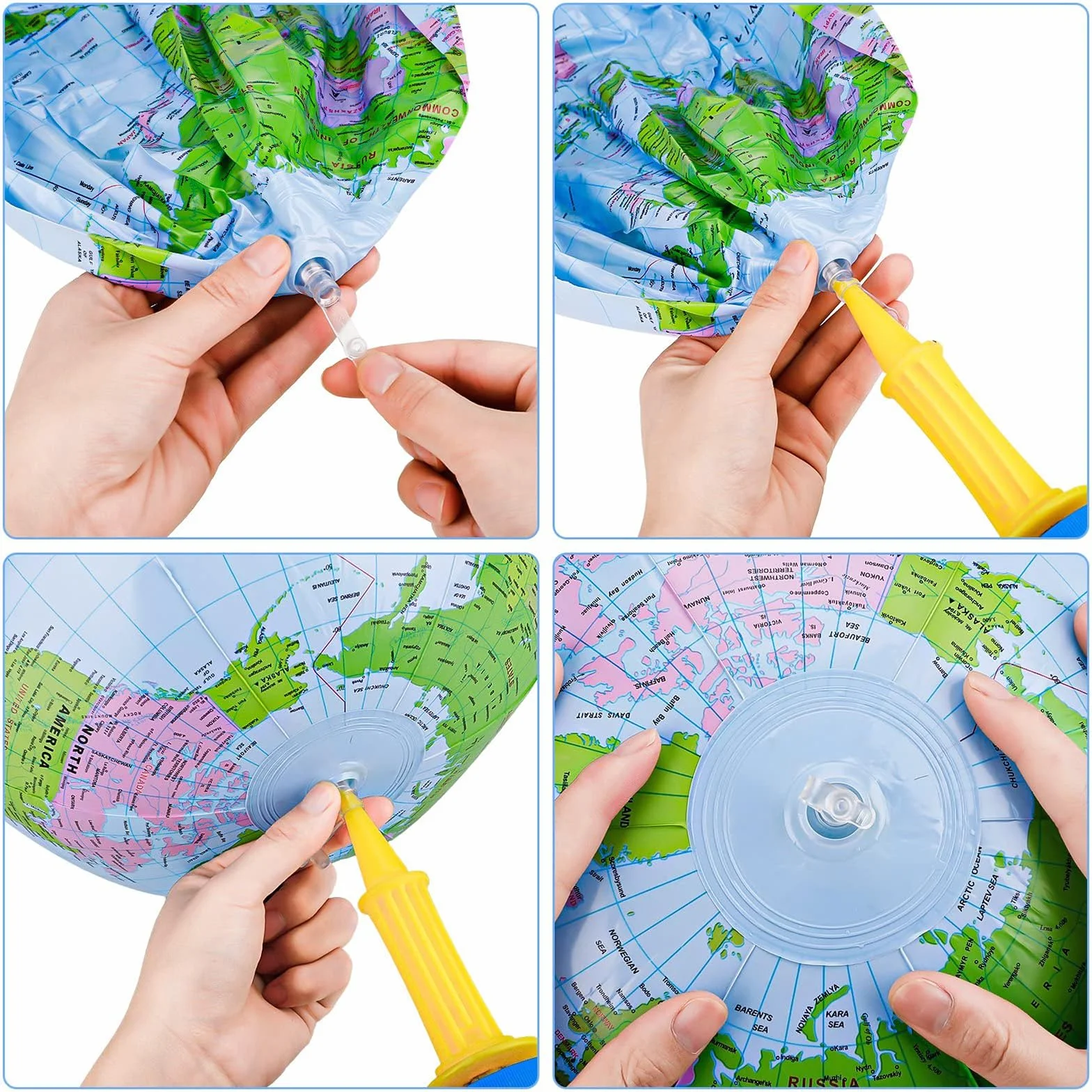Globo del Mundo Inflable Mapa,2 PCS Globo Terráqueo Inflable para Adolescentes Globo del Mundo Hinchable de PVC Mapa Mundi Interactivo Bola del Mundos para Playa Piscina o Aula