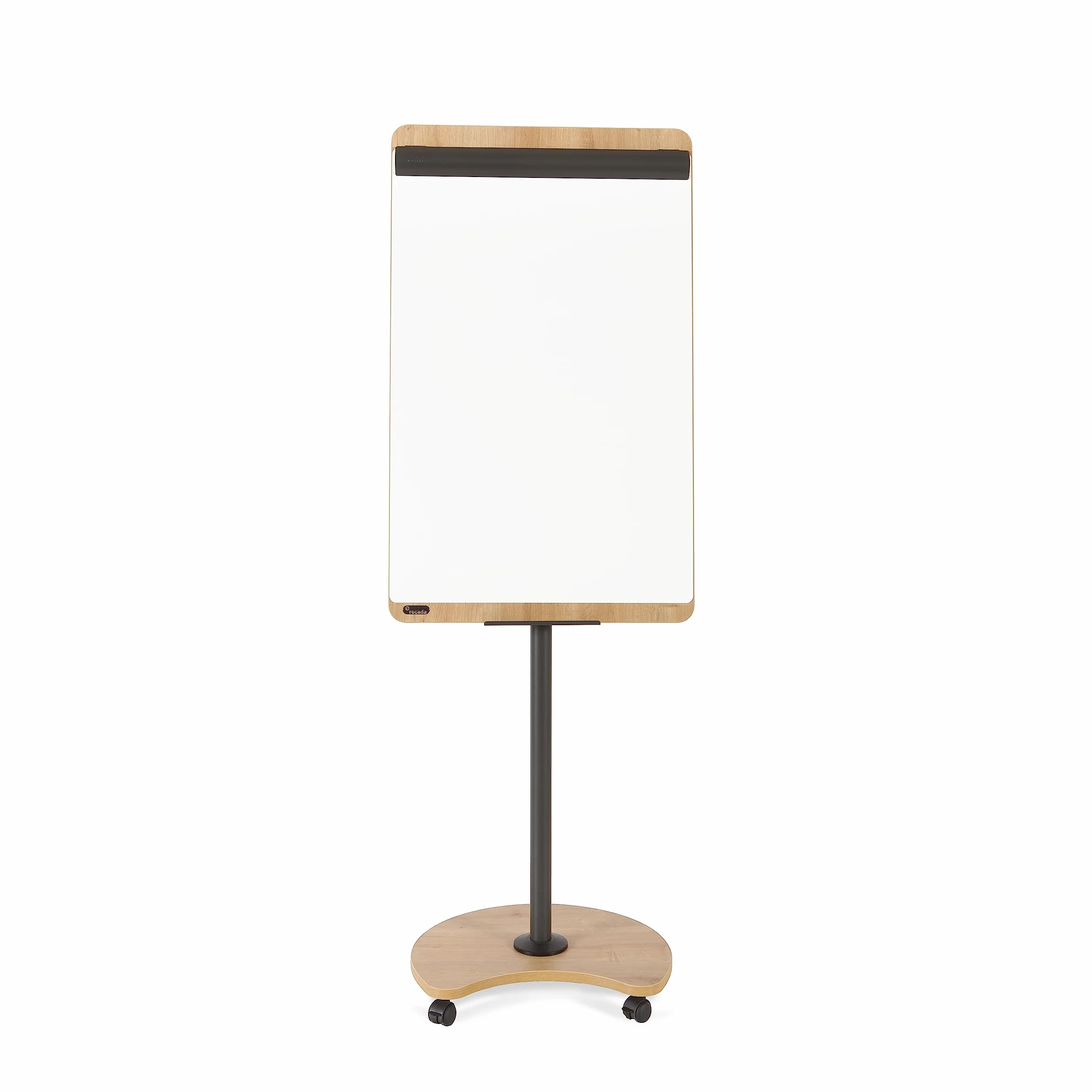 Rocada | Pizarra Móvil Magnética NATURAL - Estructura de Acero y Melamina - Superficie para Borrado en Seco - Base con 5 Ruedas - 2 Brazos Laterales Plegables - 69 x 200 x 62 cm
