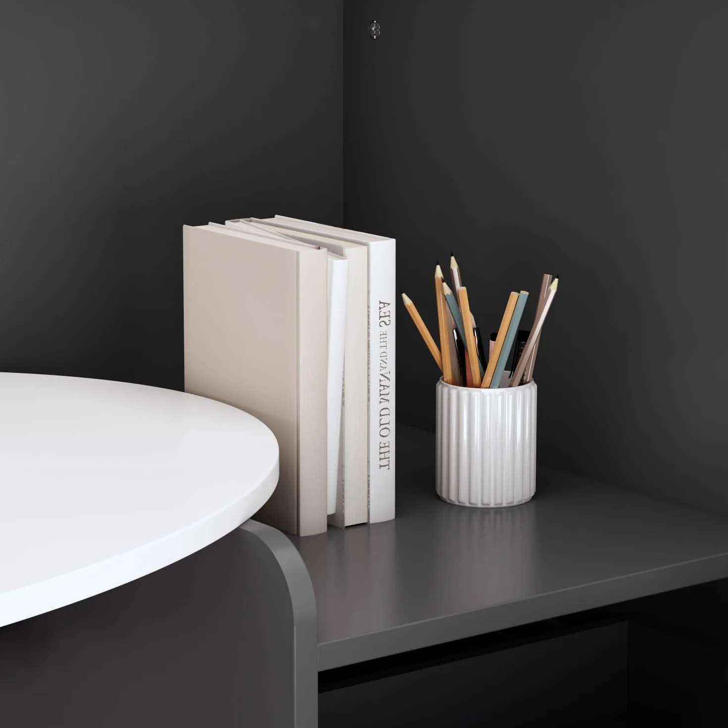 Mesa de Oficina Mueble Recepción Mostrador Basic MDF 40 x 121 x 110 CM Blanco y Negro