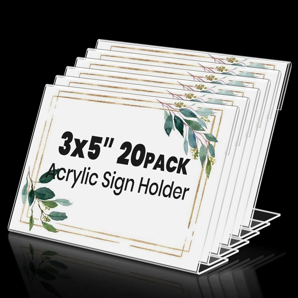 Paquete de 20 mini soportes acrílicos para letreros de 3 x 5 pulgadas, soporte de exhibición transparente para carteles, soporte inclinado para oficina, tienda, restaurante (plástico