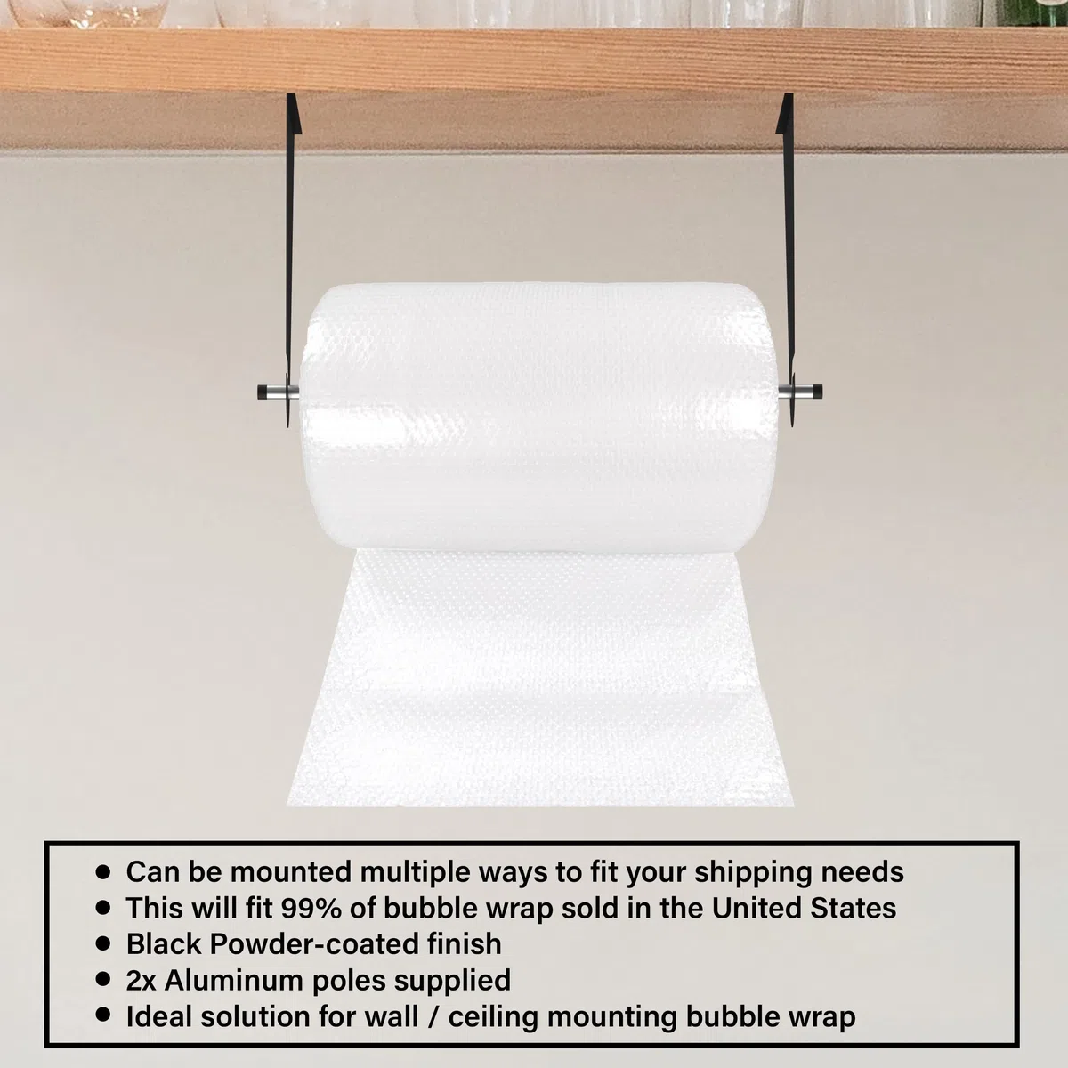 Rollo de papel de espuma de envoltura de burbujas, soporte para montaje en techo y pared, dispensador de papel, equipo de envío de embalaje de papel, 300 mm -750 mm