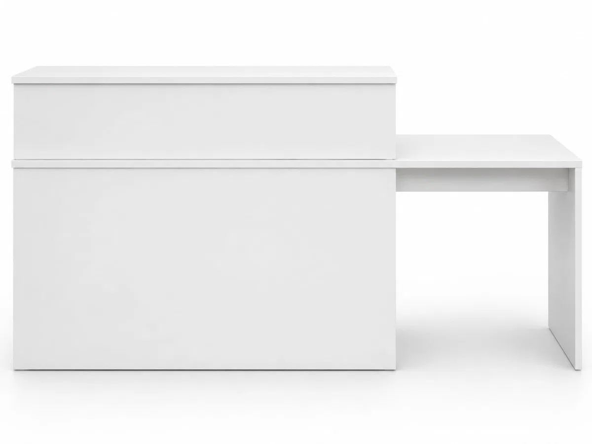 Mostrador de Recepción, Adaptable para Minusválidos. Modelo Apolo Oficina (Blanco, 120+80 cm)