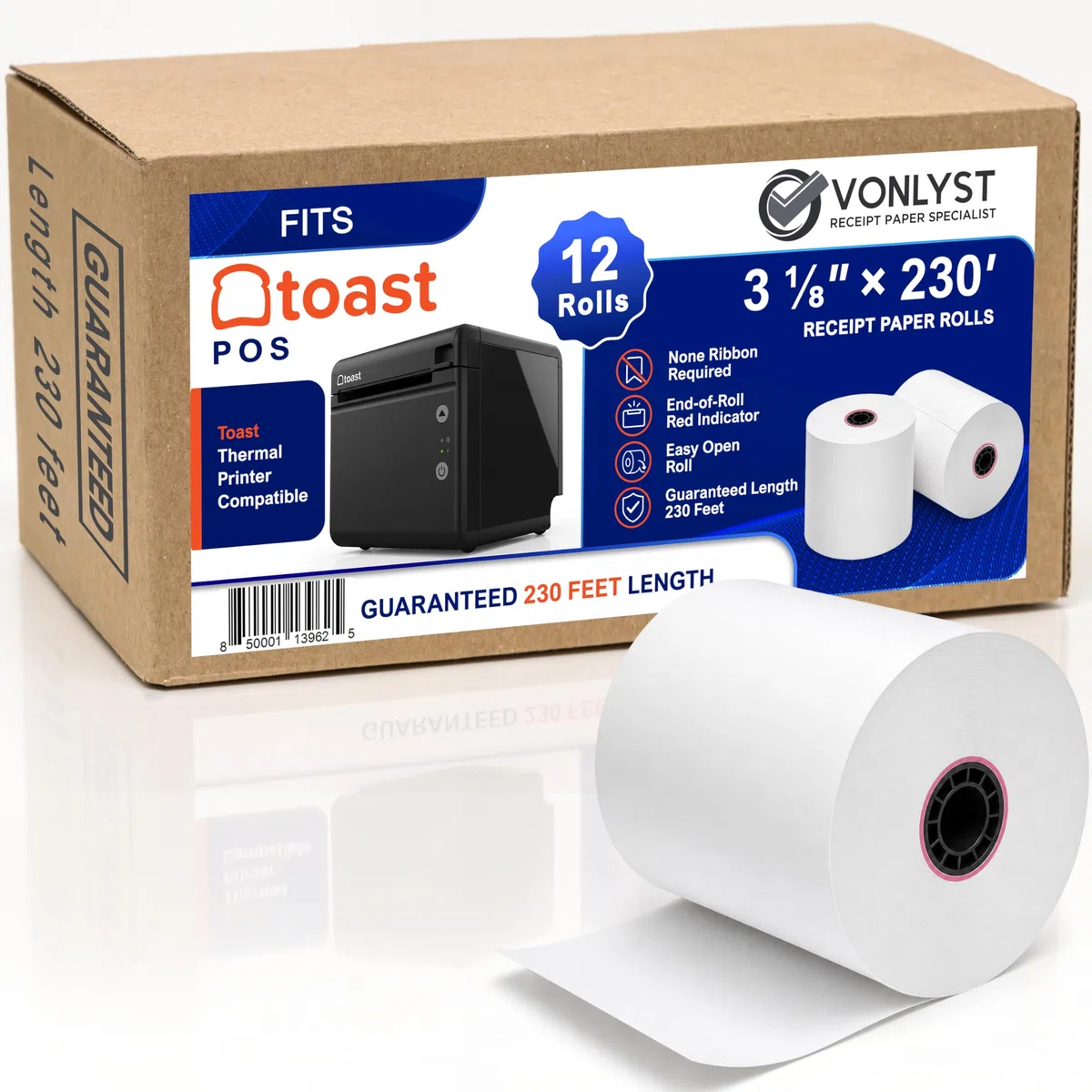 Rollo de papel para impresora térmica Toast TP200 (12 rollos)