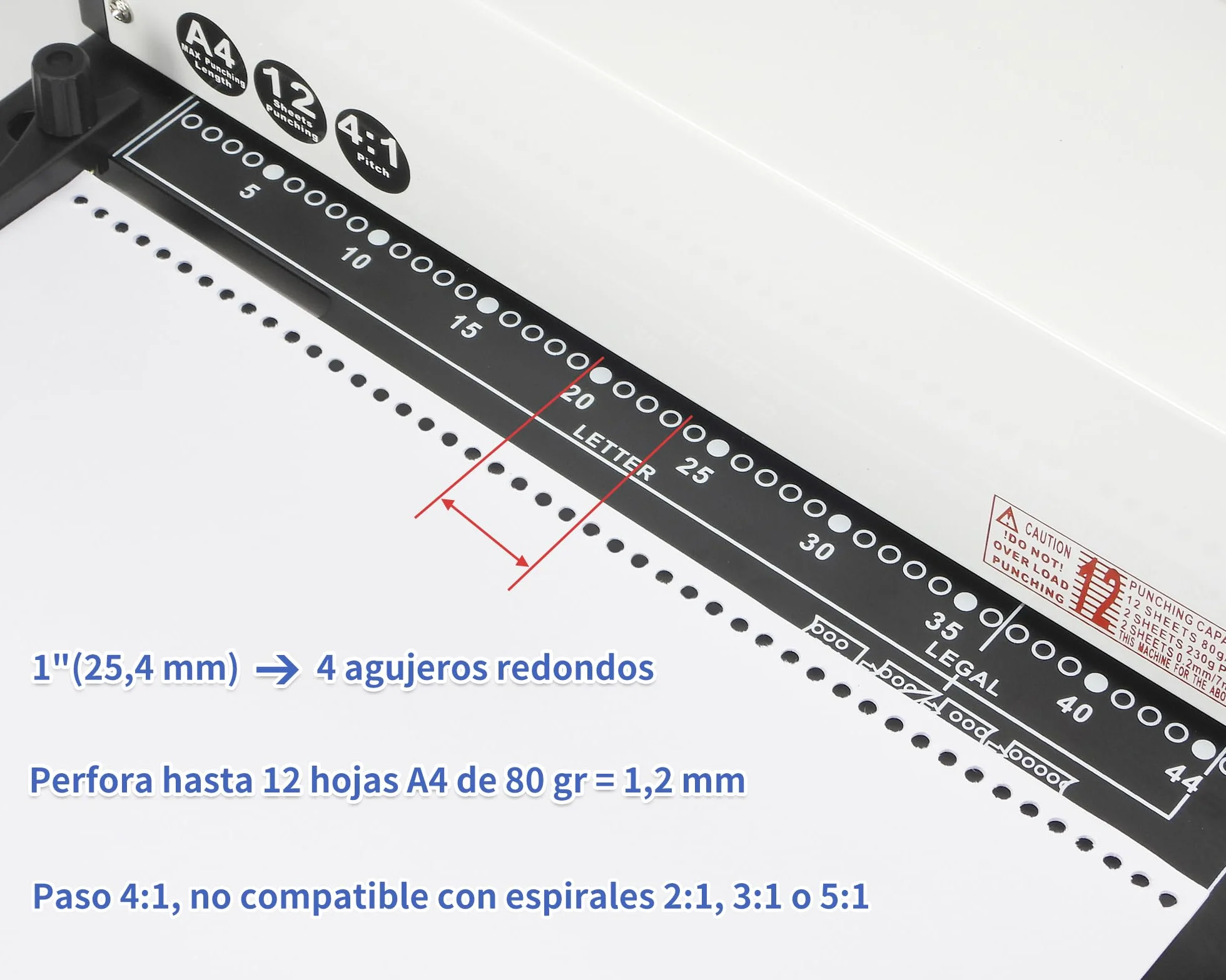 RAYSON Encuadernadora Manual de Espiral Metálico, 46 Agujeros Redondos, Perfora 12 Hojas, A4, Paso 4:1, P12 | Construcción de metal duradero, suministros de encuadernación incluidos