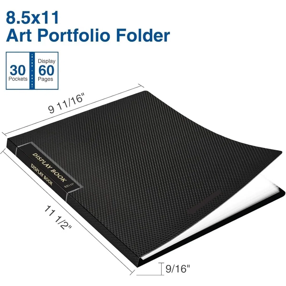Carpeta de 30 bolsillos con fundas plástico, carpeta portafolio arte resistente 8,5x11 pulgadas protectores hojas transparentes, presentación 60 páginas, 2 uds para Oficina,Colección