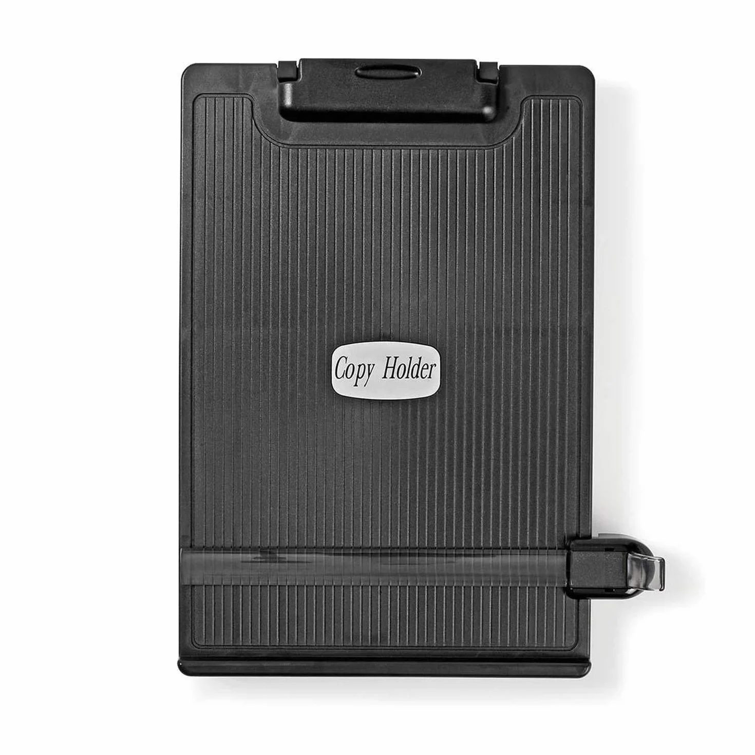 Ex-Pro Soporte ergonómico ajustable para copias de escritorio con guía de línea, soporte para documentos con brazo ajustable y clip, color negro y gris