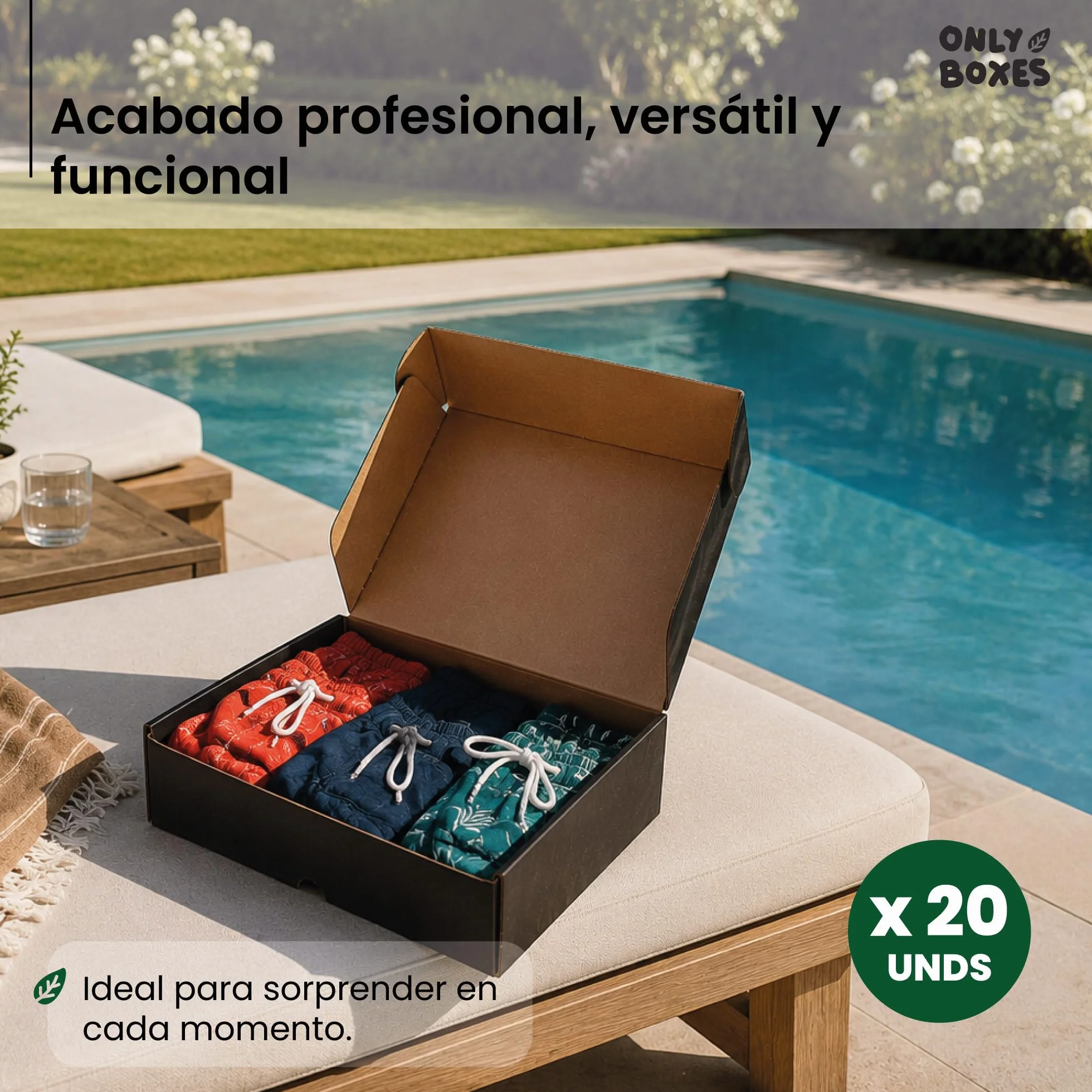 Caja De Cartón Negra Automontable 30x22x8 cm Pack 20