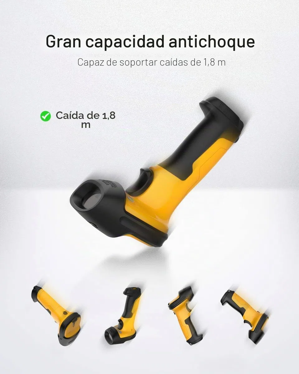 Inateck Lector Codigo Barras Escáner de Códigos Inalámbrico 2.4GHz Barcode Scanner | Alcance 60m Batería 2600mAh Duración batería Uso ininterrumpido 1 Mes Lectura automática rápida y precisa P6