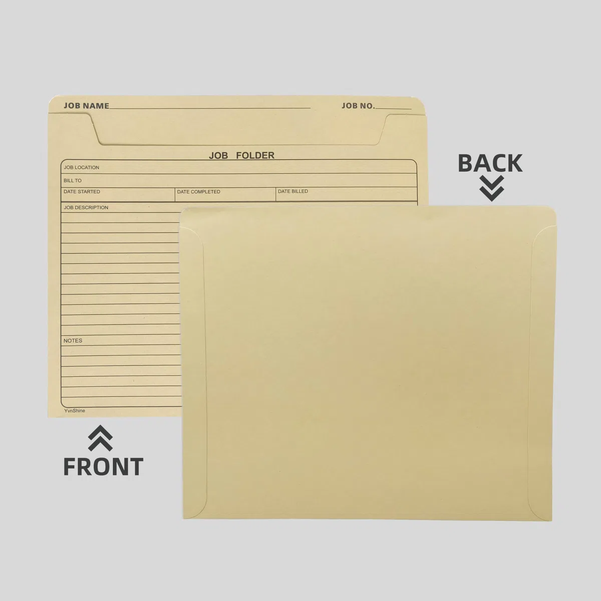 Paquete de 50 carpetas de trabajo, funda de archivo Manila de 10 x 12 pulgadas, para papel tamaño carta, preimpresas para seguimiento de trabajos, cálculo de costos y correspondencias del cliente