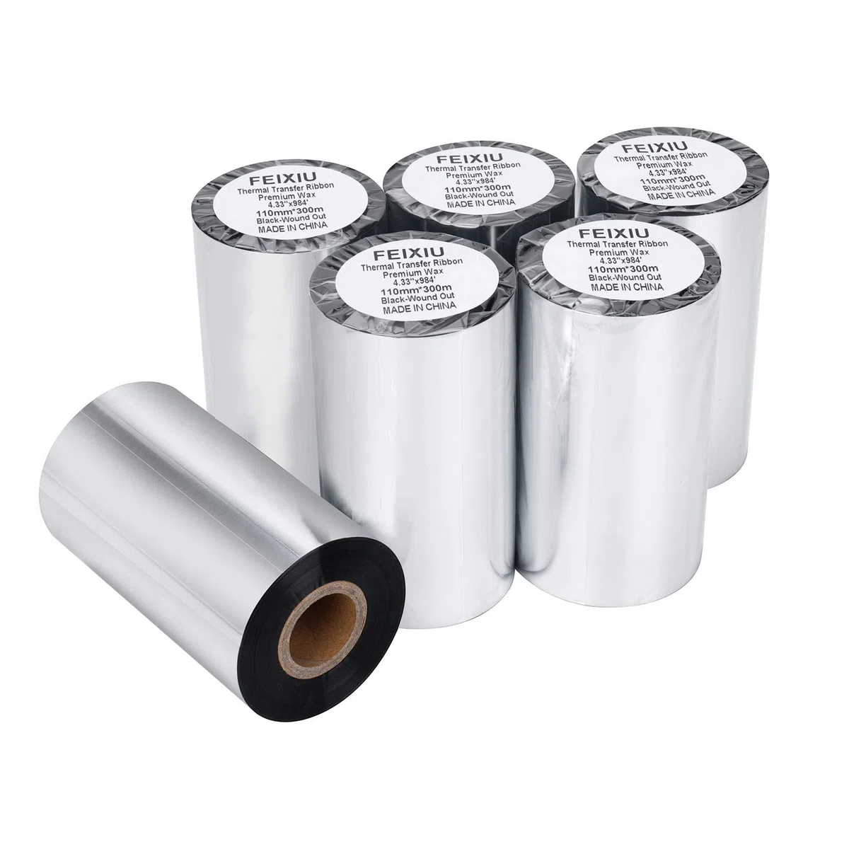 Cinta de transferencia térmica de 110 mm x 300m, 1 rollo. Cera de 1/2 pulgada Core Barcode Ribbon Ink Out para etiqueta, etiqueta de impresión de código de barras para Zebra TEC, GC420t GK420t TLP2442